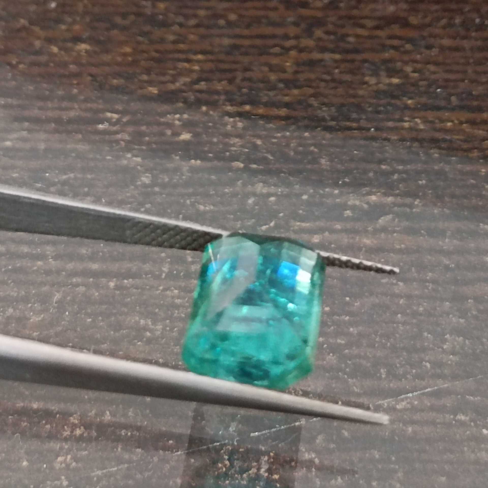 4.04ct GJEPC certified natural algae green emerald cut emerald stone