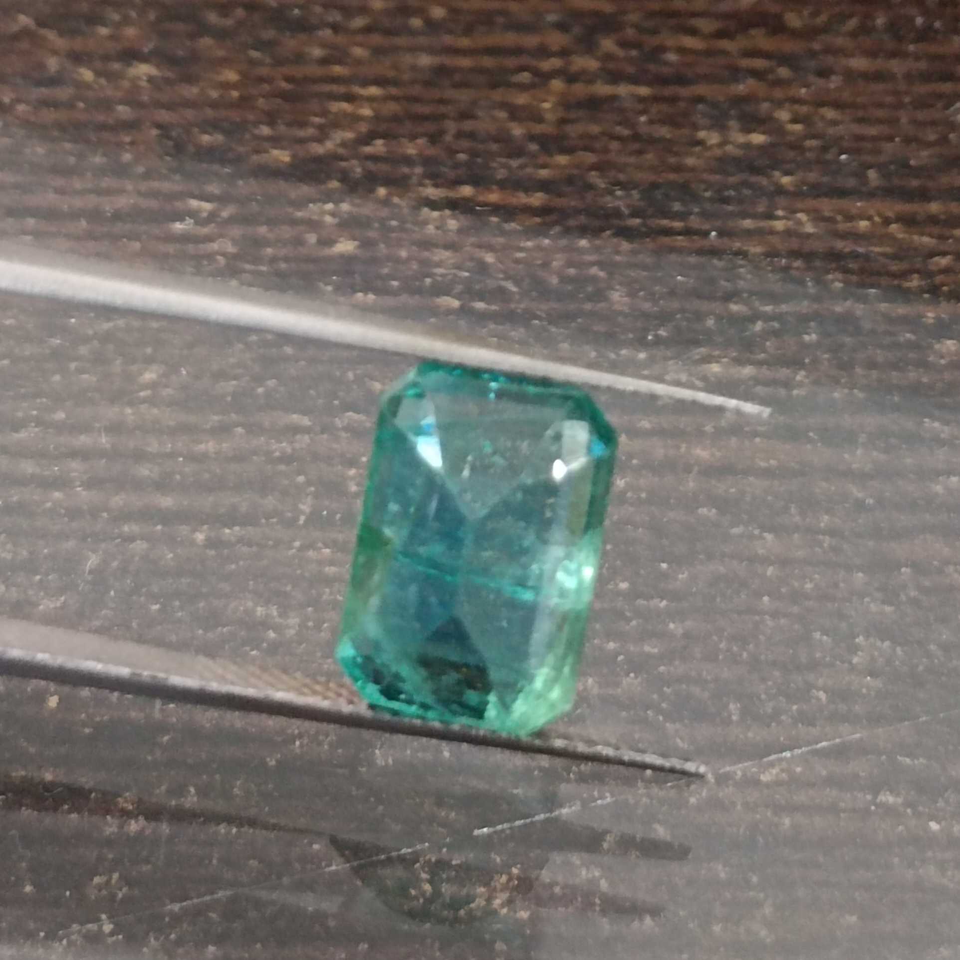 4.04ct GJEPC certified natural algae green emerald cut emerald stone