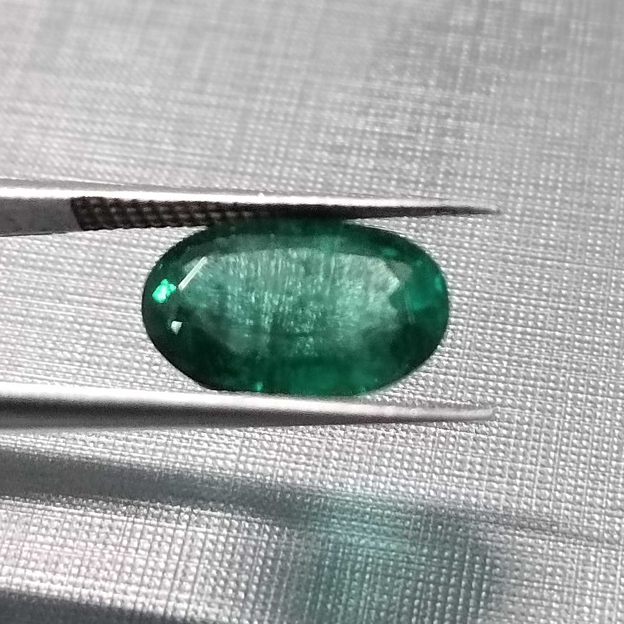3.33ct GSI certified crystal very deep green oval shape Zambian emerald gemstone 