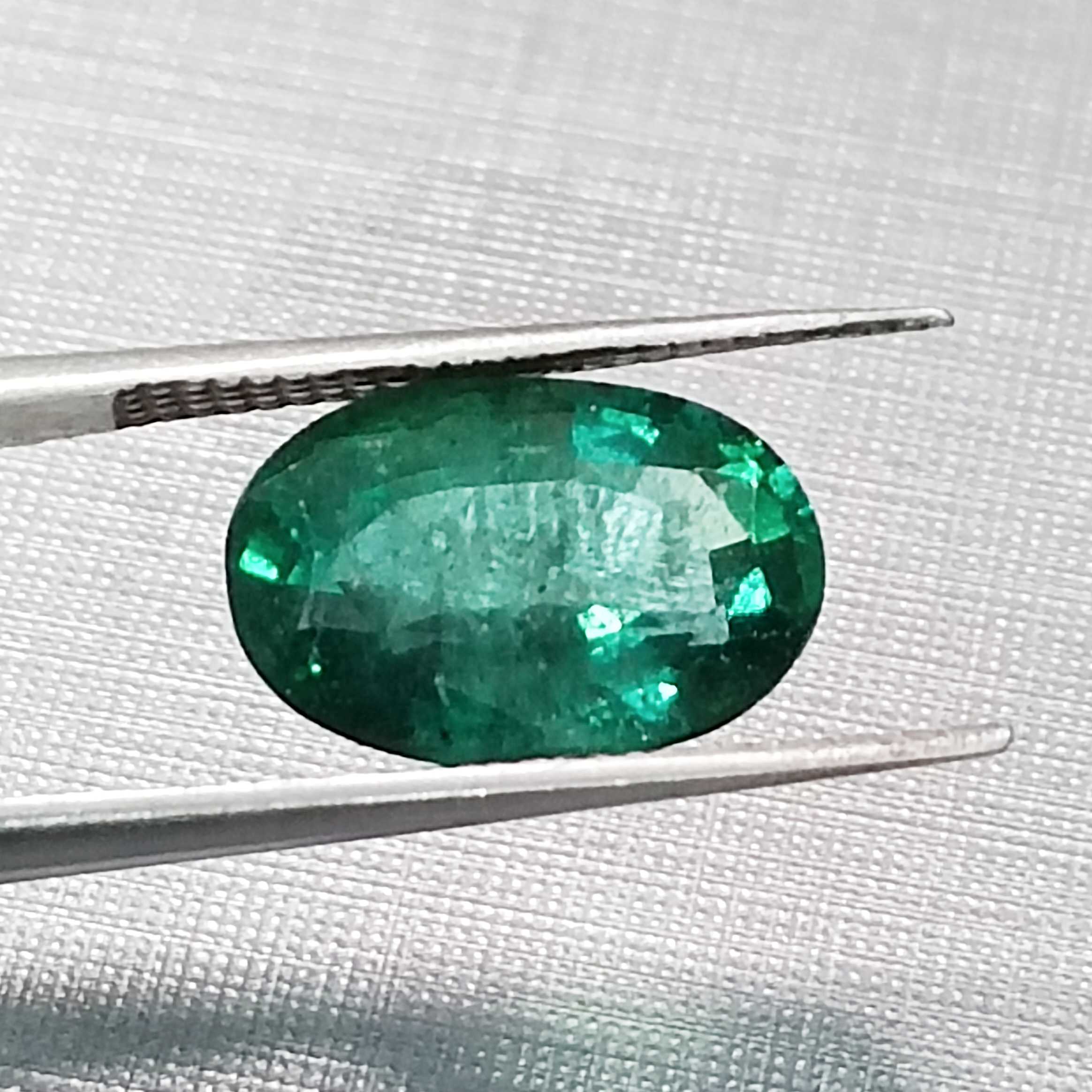 3.33ct GSI certified crystal very deep green oval shape Zambian emerald gemstone /