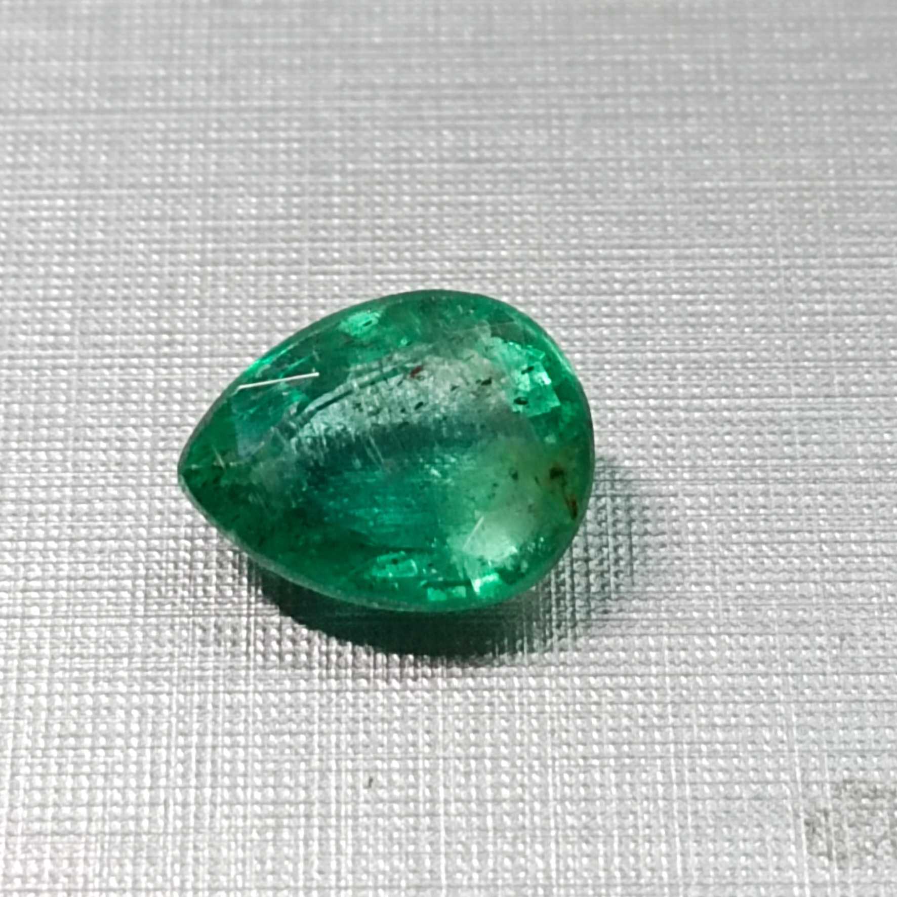 4.19ct GSI certified medium bluish green pear shape emerald /