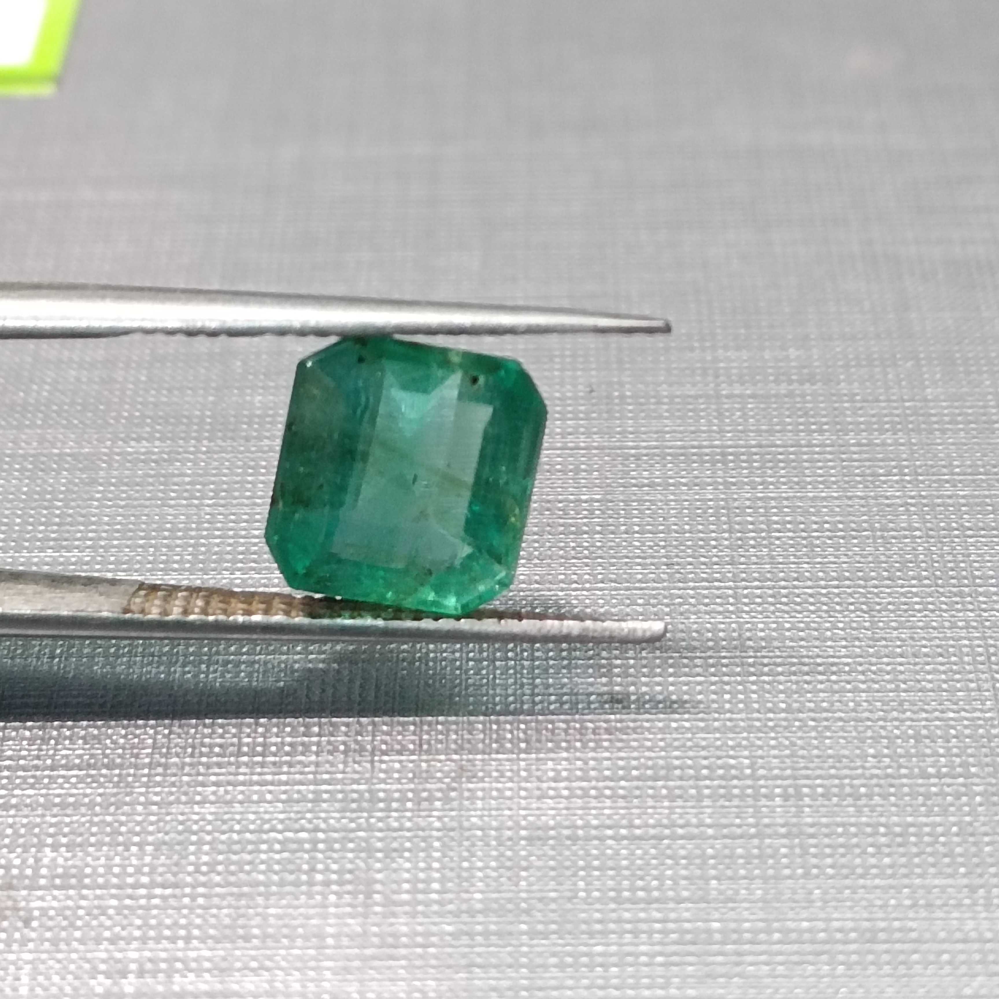 2.61cts certified natural medium deep green octagon step cut emerald stone
