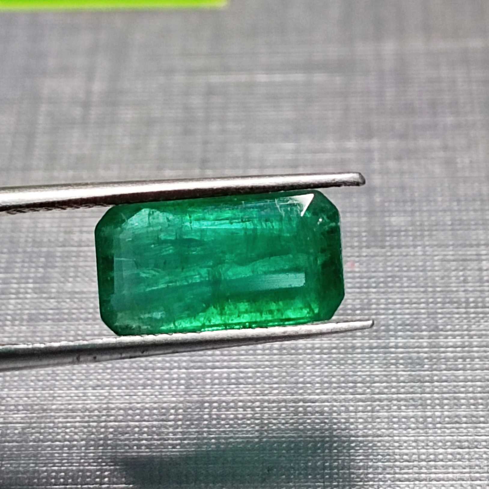 3.01ct GSI (USA) royal deep green octagon cut Zambian emerald stone/