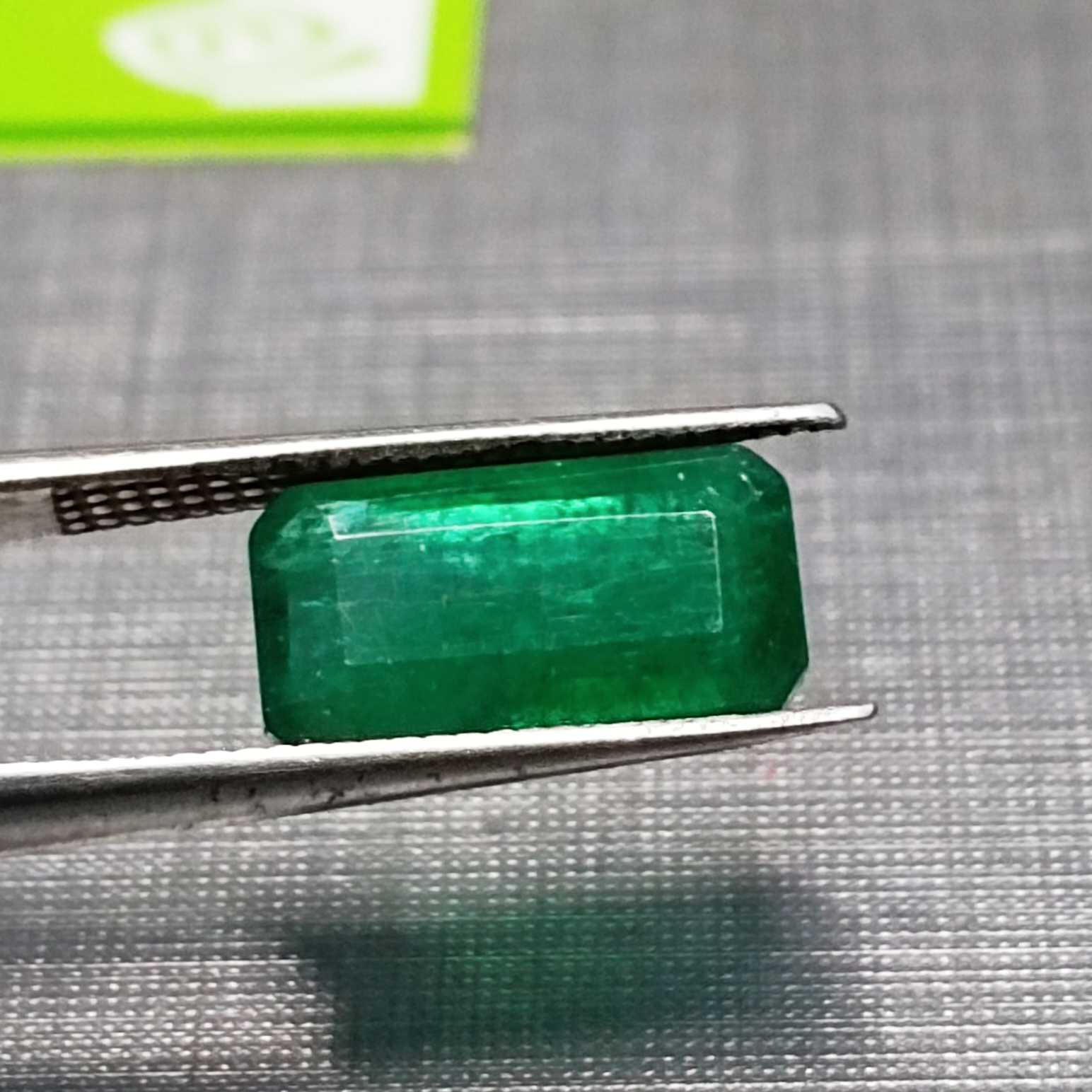 3.01ct GSI (USA) royal deep green octagon cut Zambian emerald stone