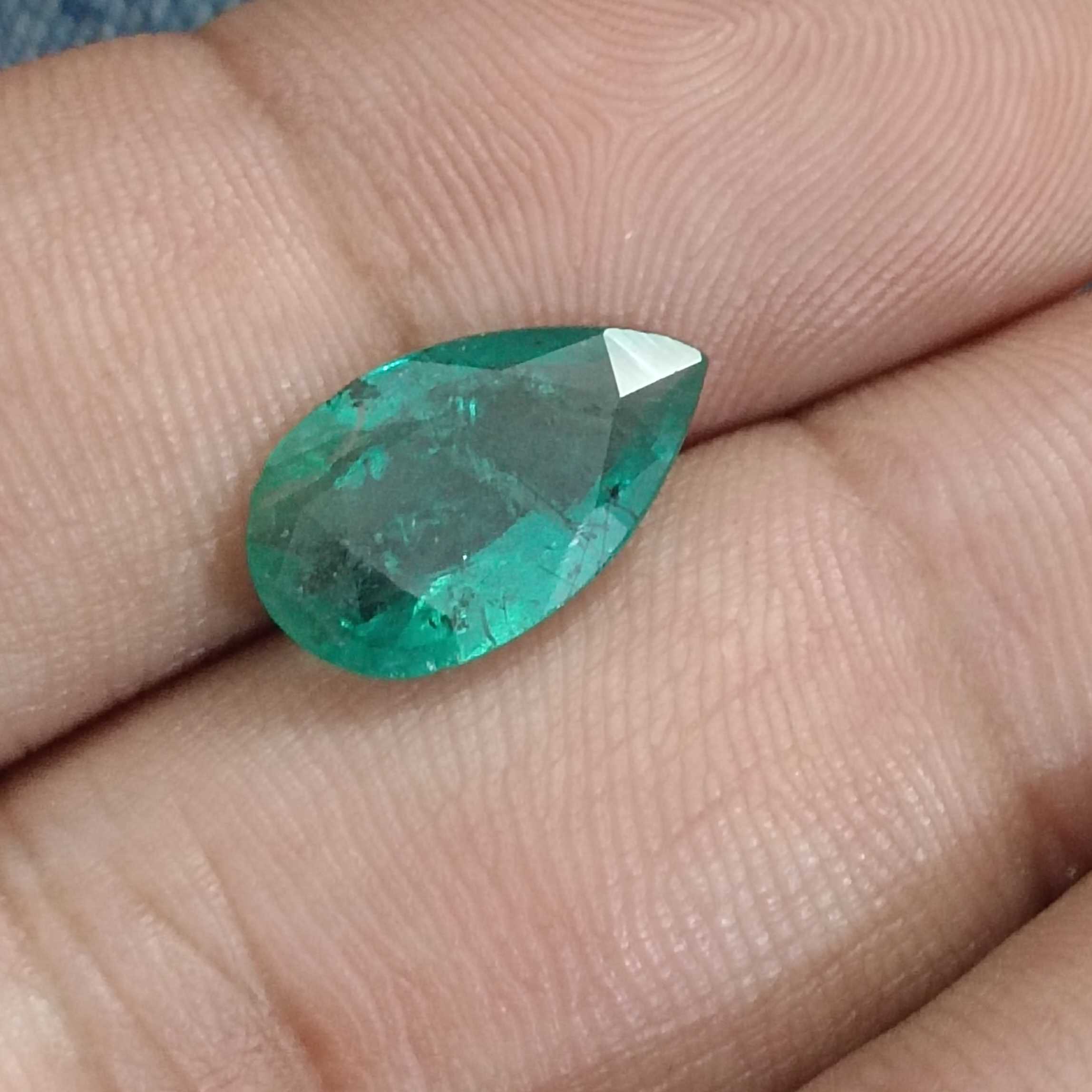 3.13ct GSI certified natural deep green pear cut emerald gemstone certified /