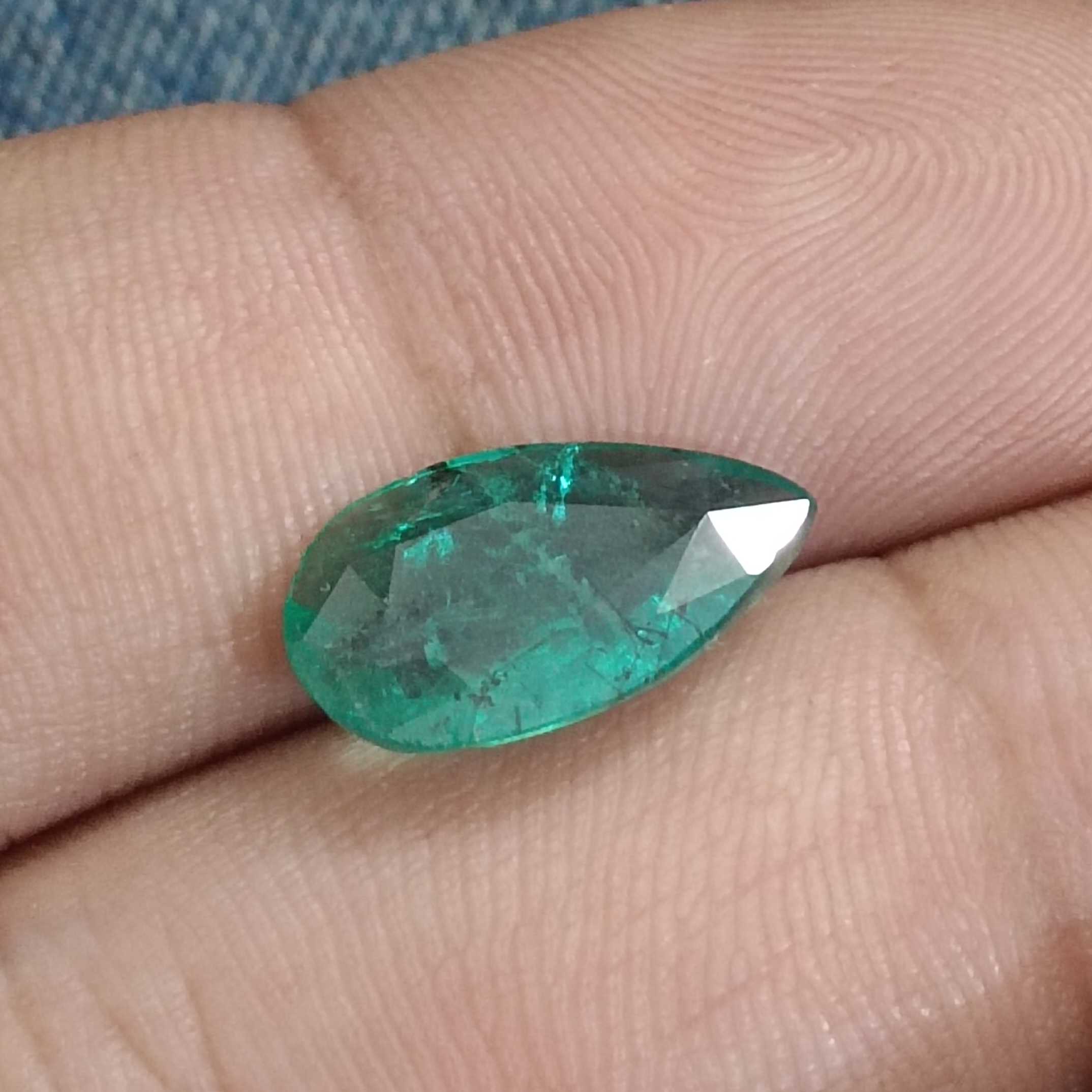3.13ct GSI certified natural deep green pear cut emerald gemstone certified 