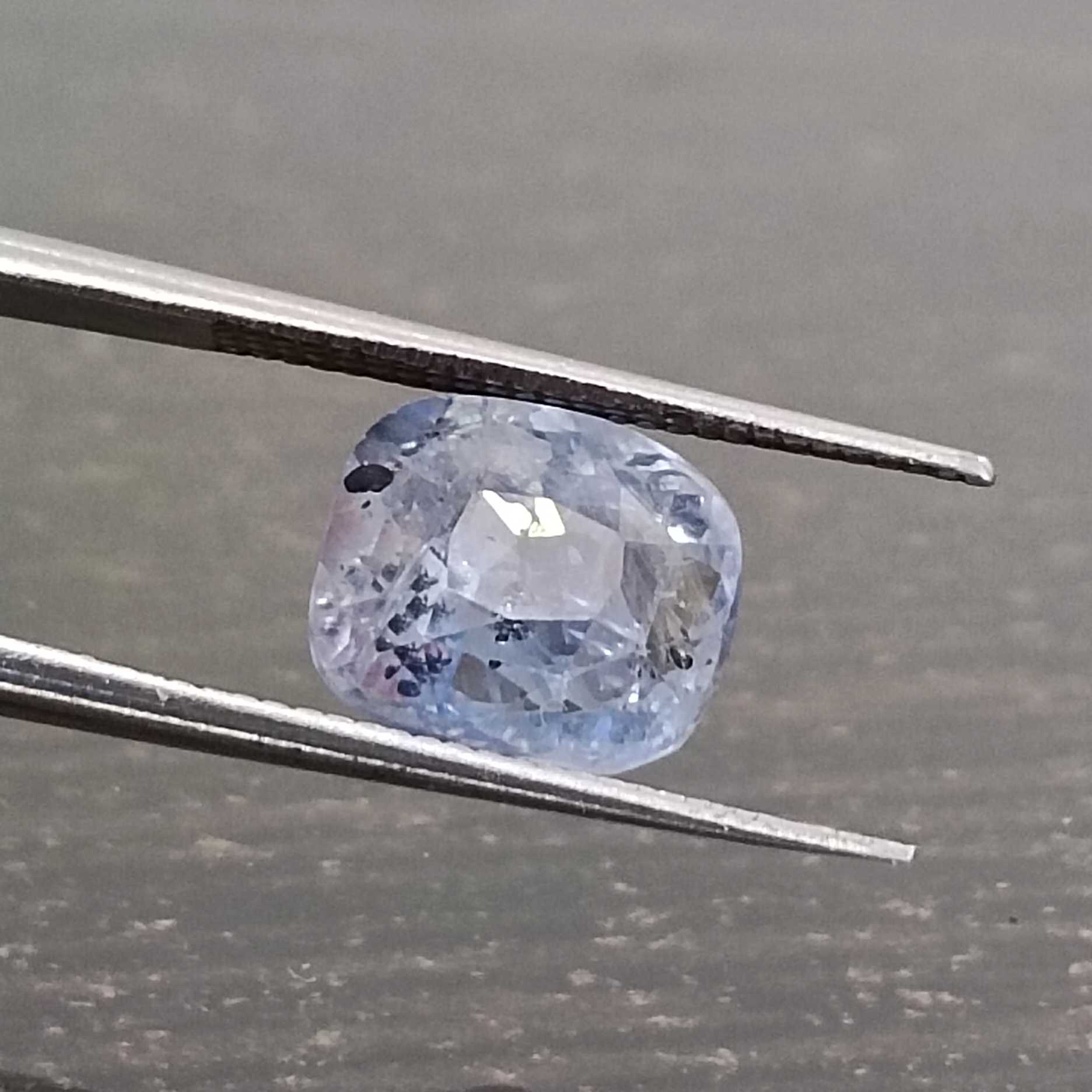 3.68ct pastel blue cushion mix certified unheated sapphire 