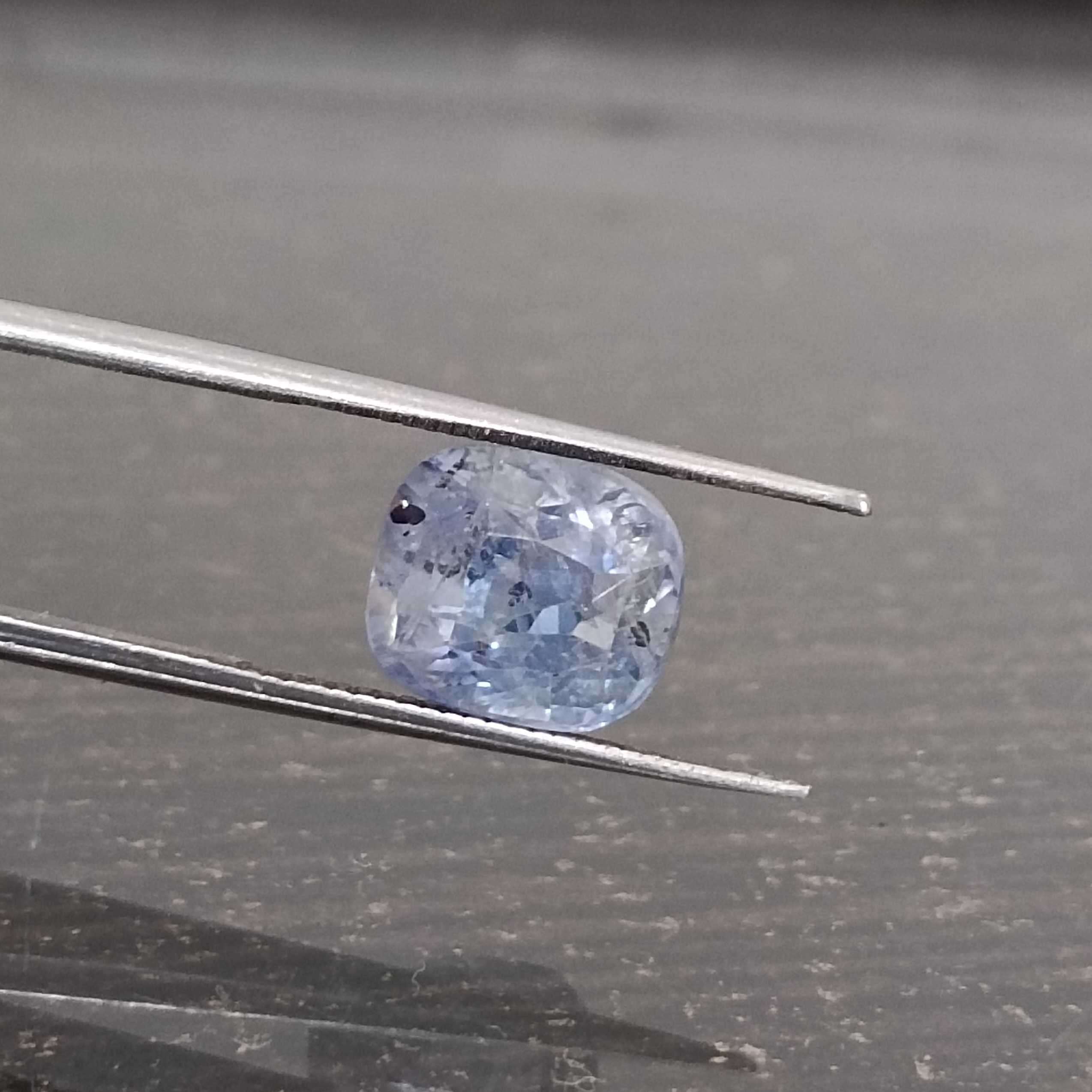 3.68ct pastel blue cushion mix certified unheated sapphire 