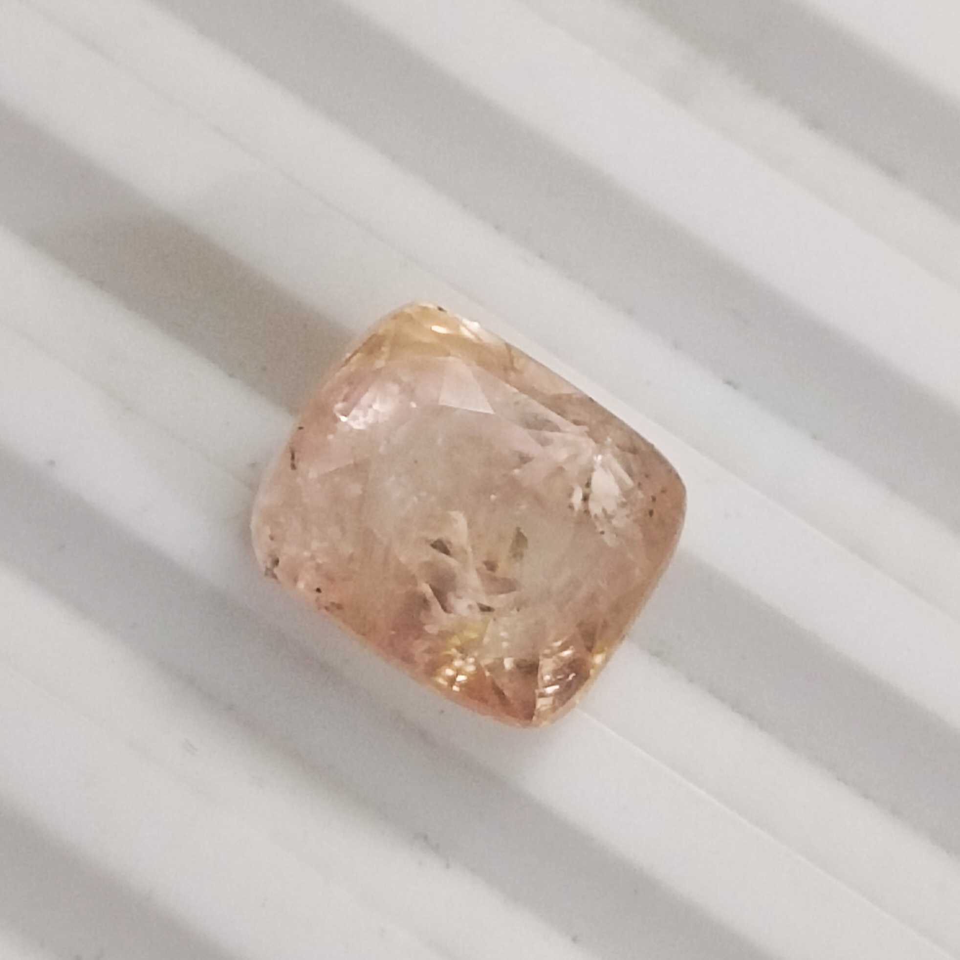 7.08ct IGI certified padparadscha sapphire cushion mix cut gem 