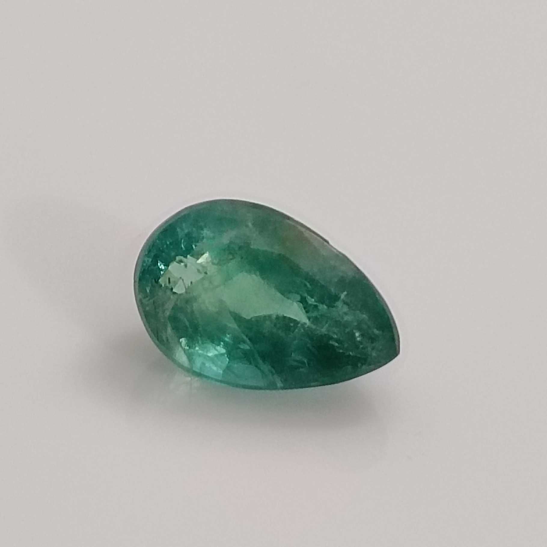 2.20ct bluish golden green natural pear cut emerald gemstone /