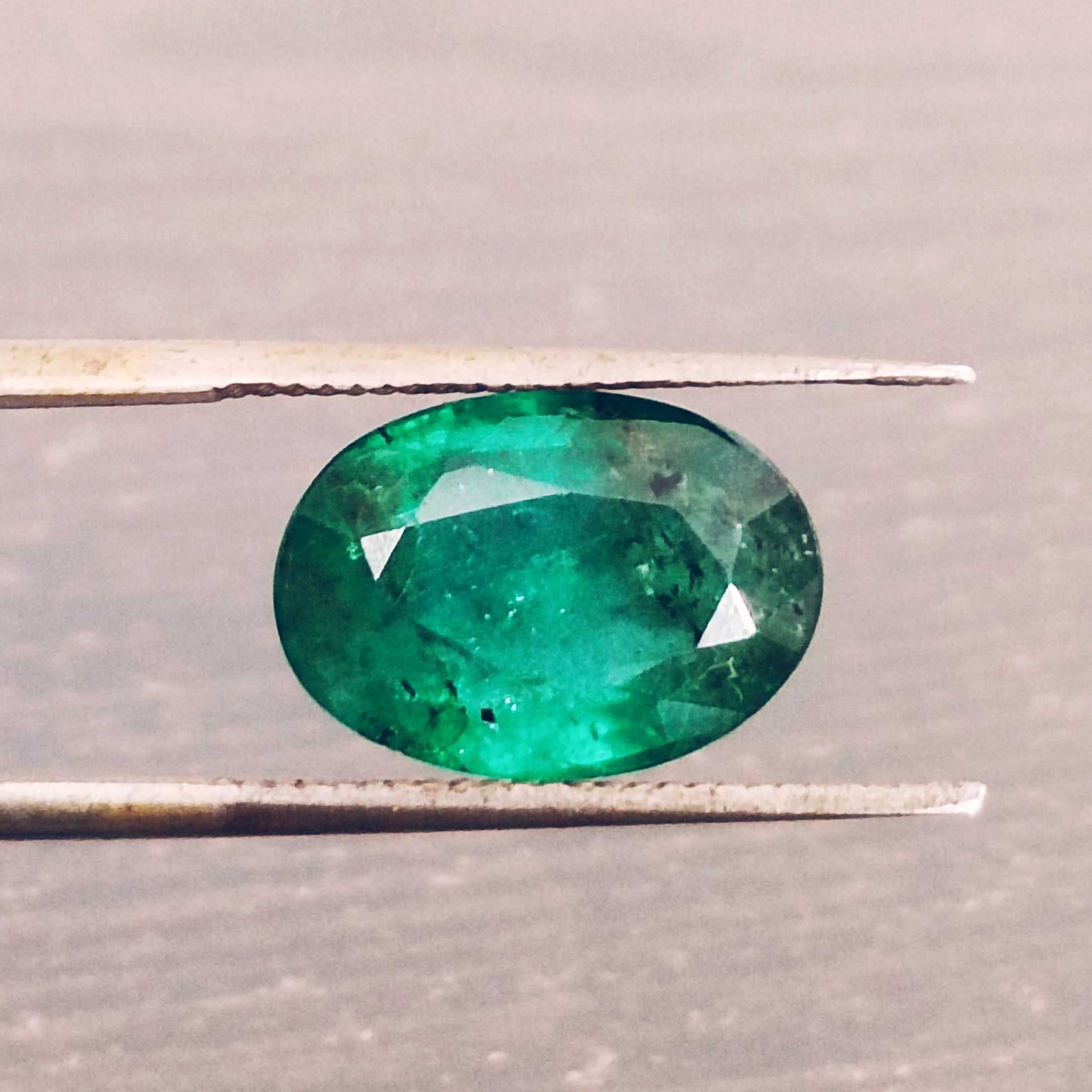 3.30ct GSI certified natural deep crystal green loose oval emerald gem