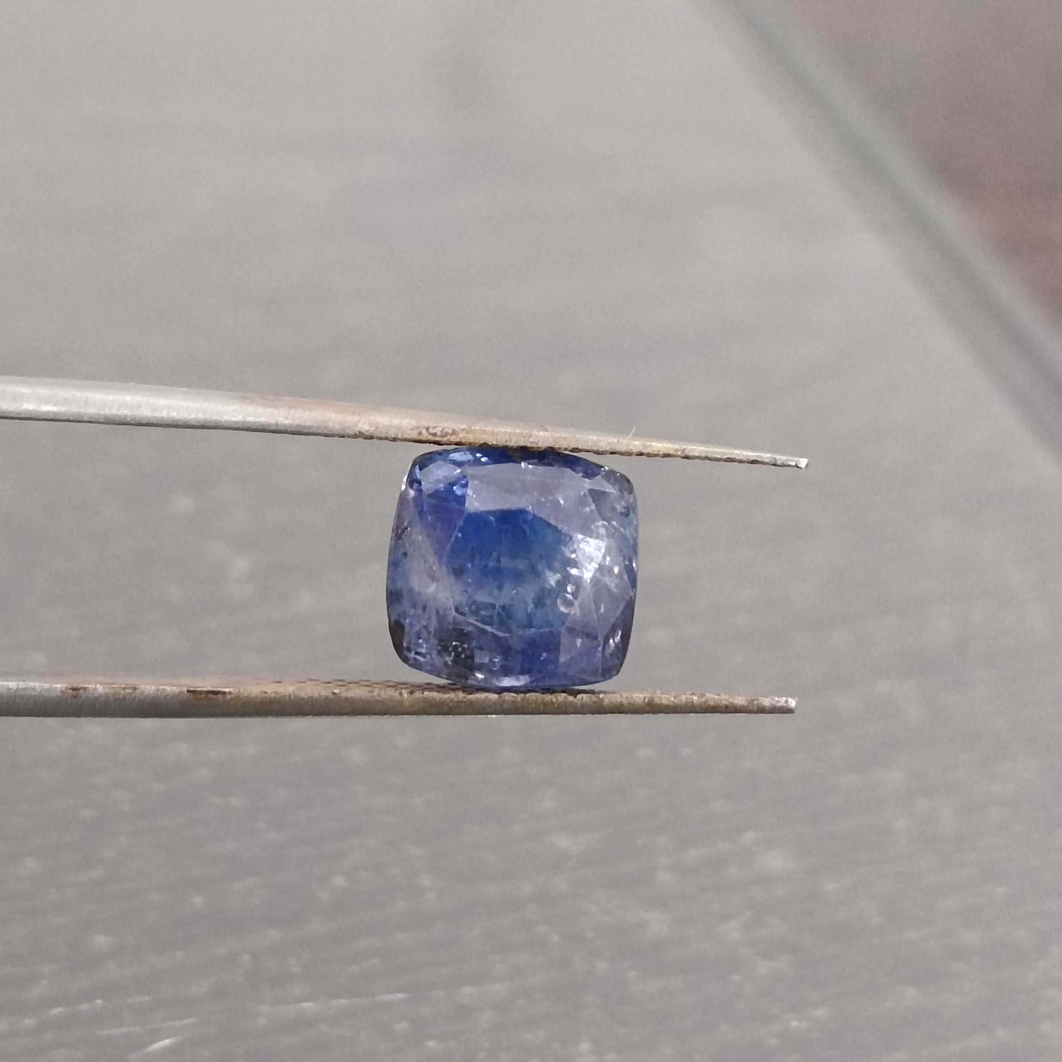 3.44ct AGR certified deep blue cushion cut sapphire gem H