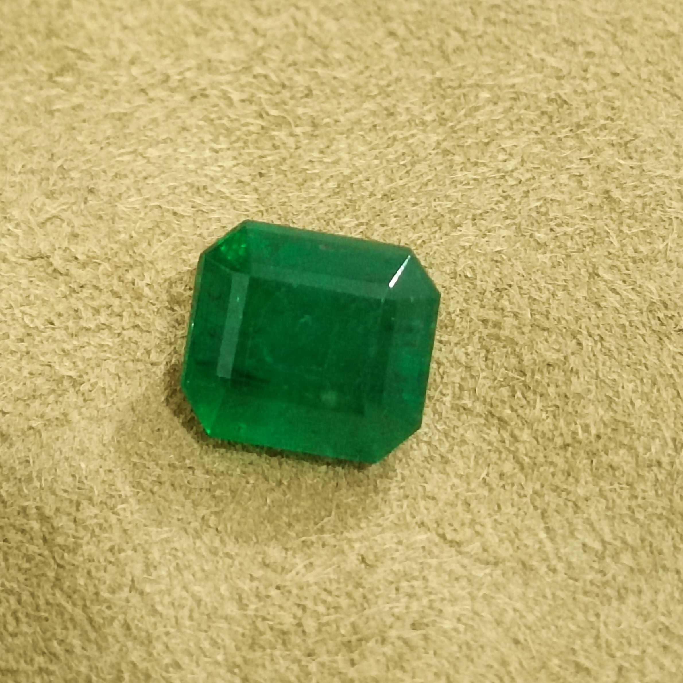 3.87ct GSI certified velvet spring green loose octagon emerald stone 8*9 