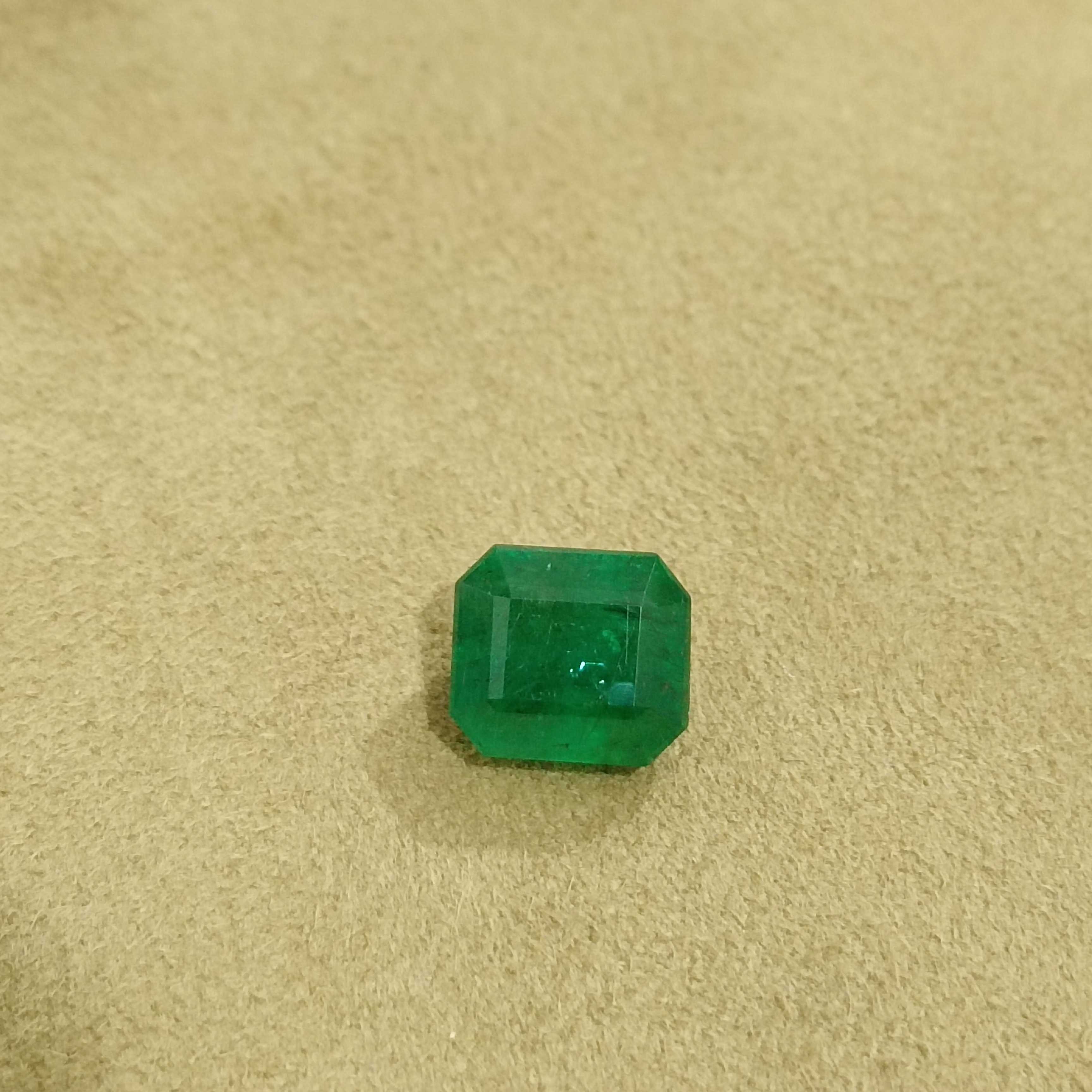 3.87ct GSI certified velvet spring green loose octagon emerald stone 8*9