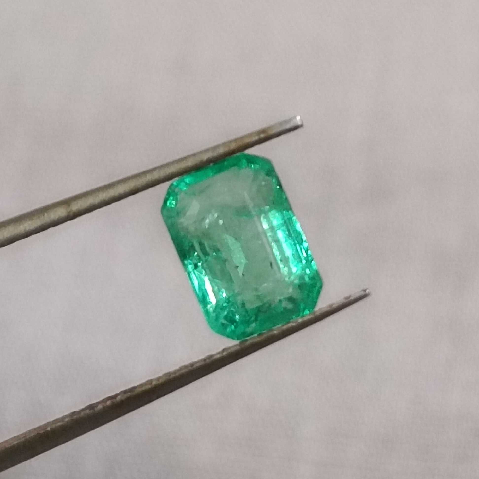 1.38ct GSI certified bright swat green octa cut loose emerald gemstone /