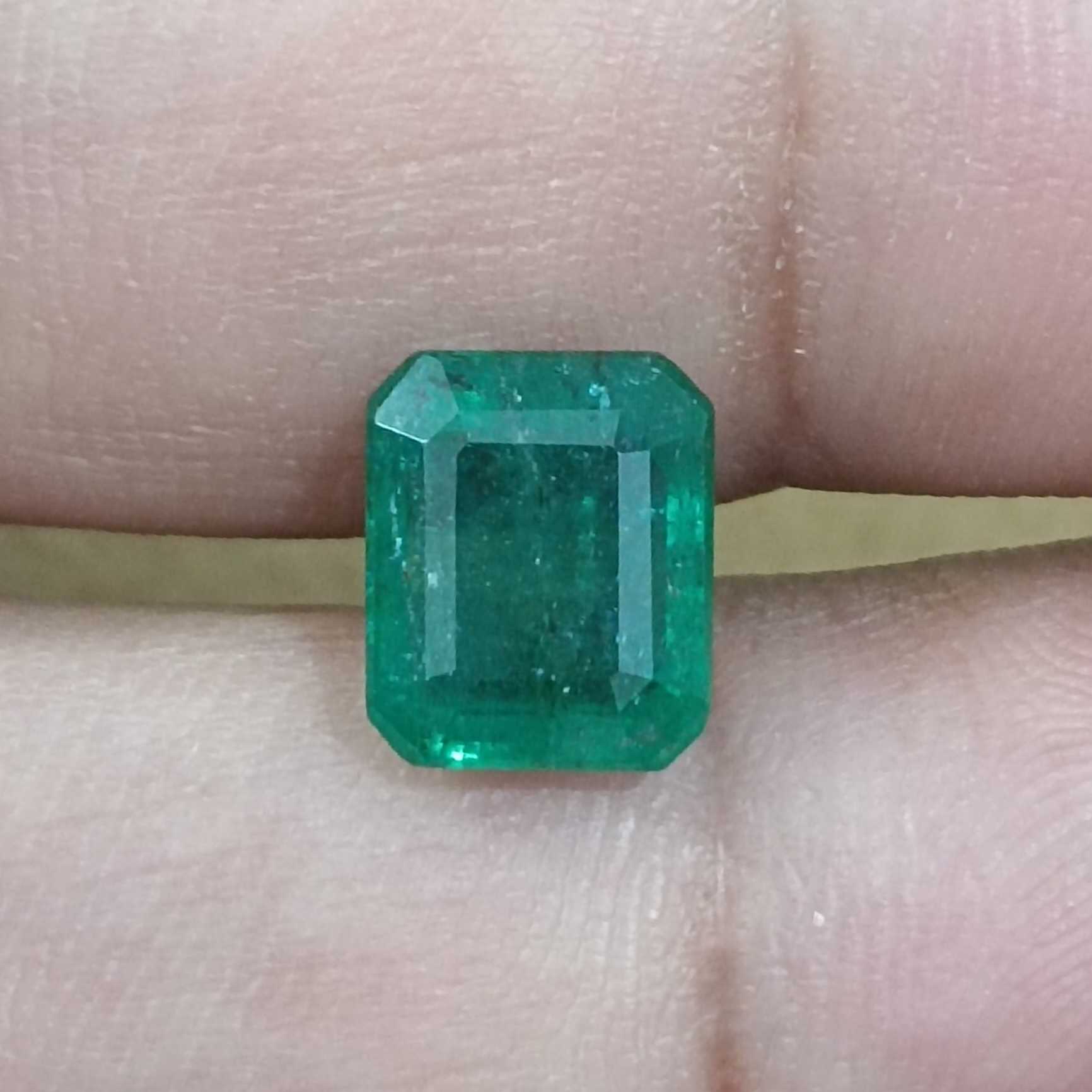 3.21ct GSI (USA) deep green Zambian octagon shape natural emerald gem/