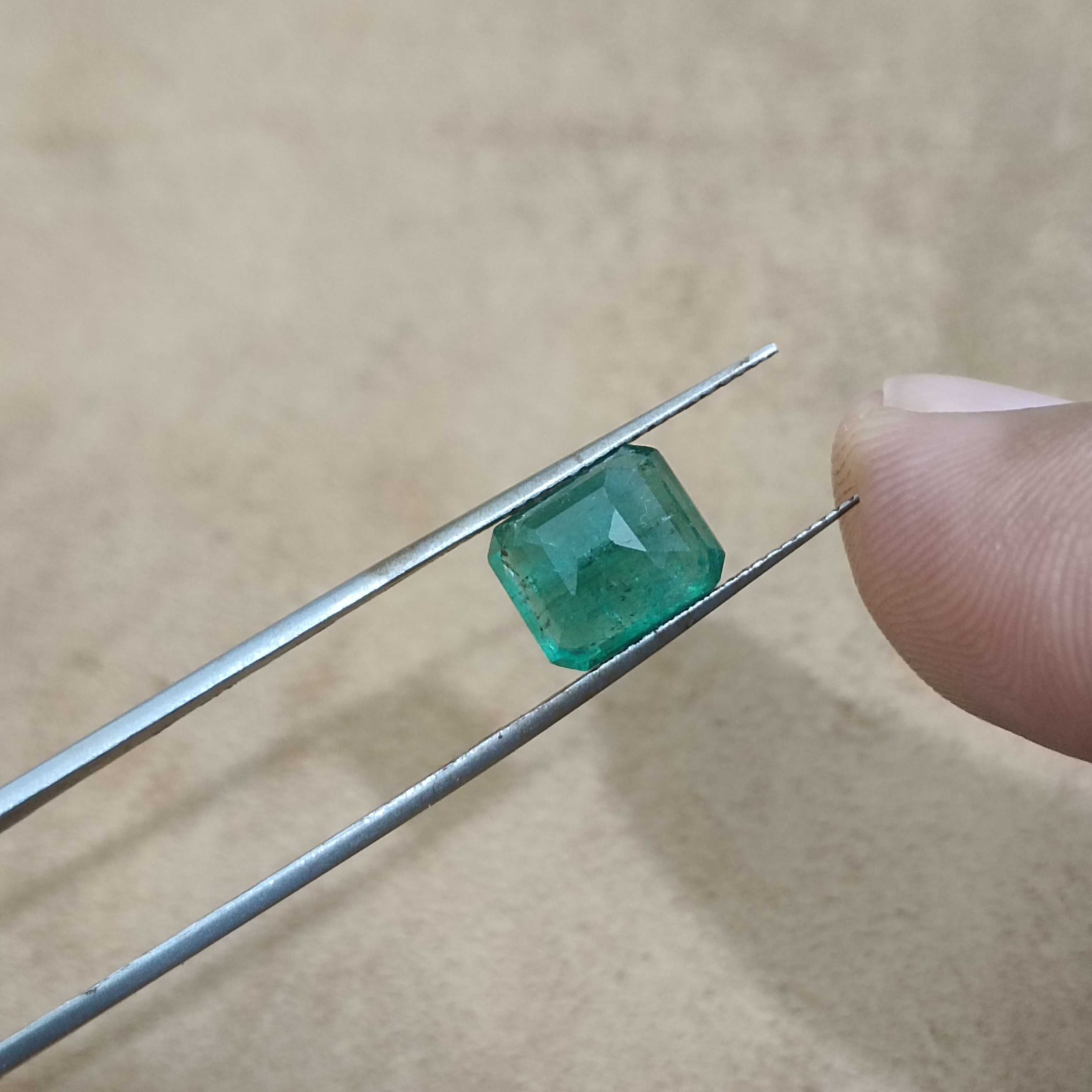 3.21ct GSI (USA) deep green Zambian octagon shape natural emerald gem