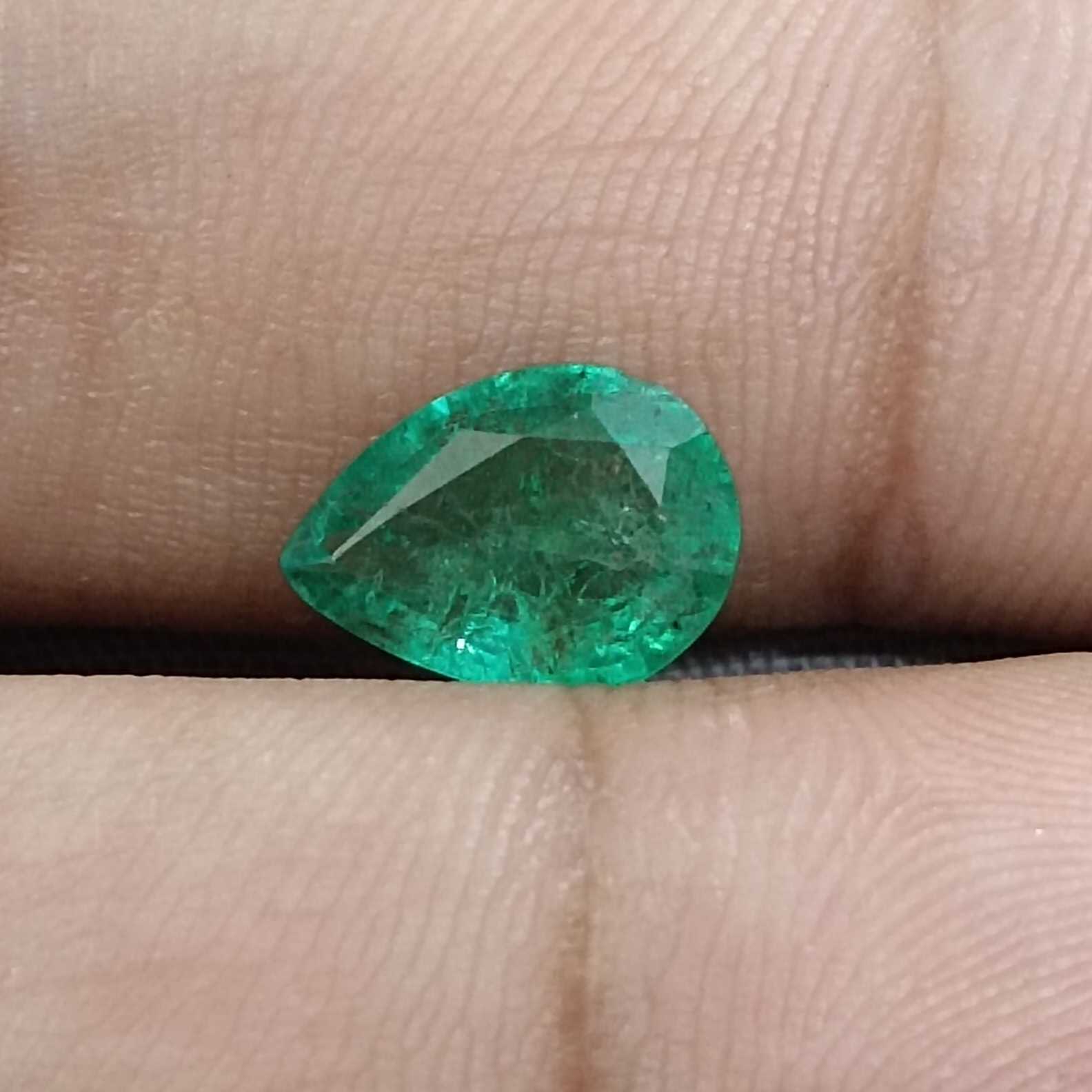 1.81cts natural spring green pear shape loose emerald gemstone /