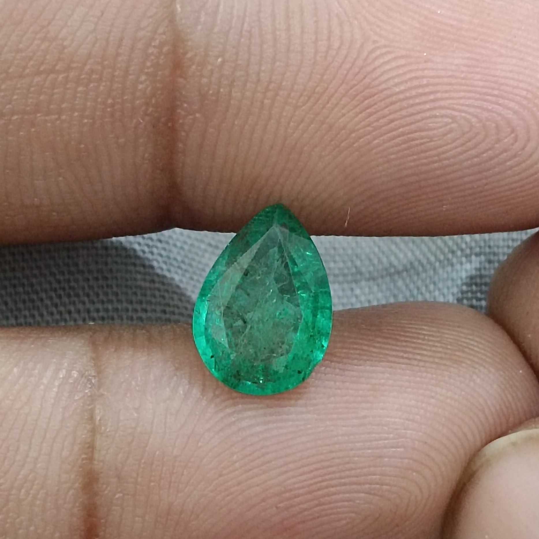 1.81cts natural spring green pear shape loose emerald gemstone 
