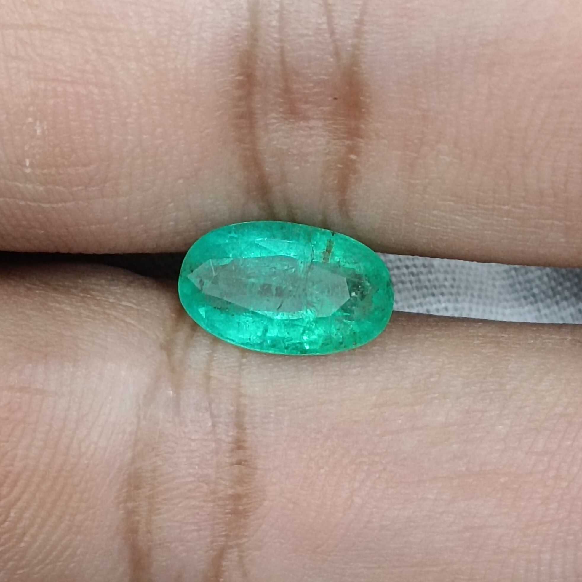 2.45ct GSI neon green Colombian color oval shapeemerald