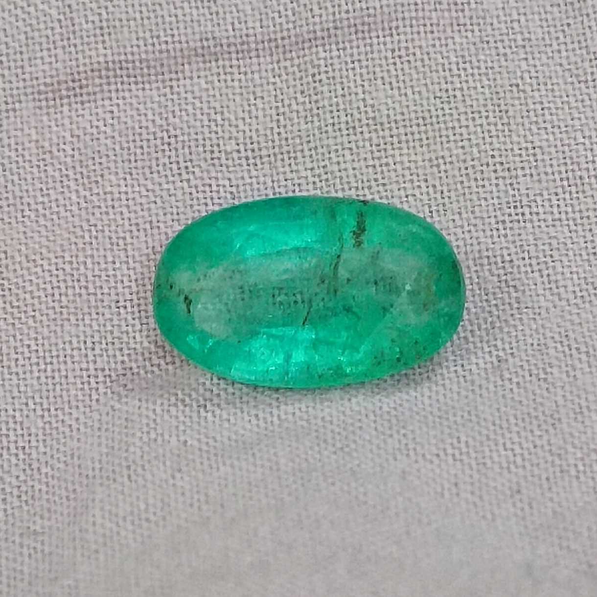 2.45ct GSI neon green Colombian color oval shapeemerald