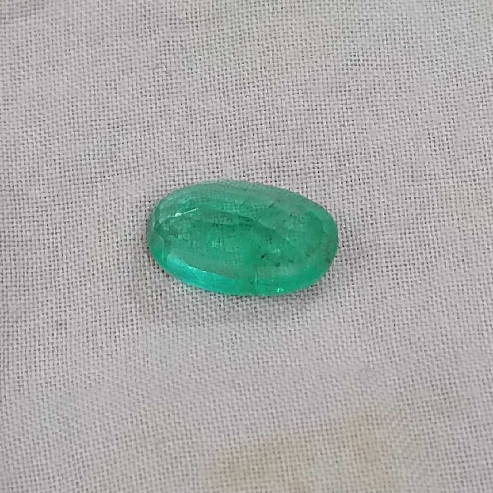 2.45ct GSI neon green Colombian color oval shapeemerald