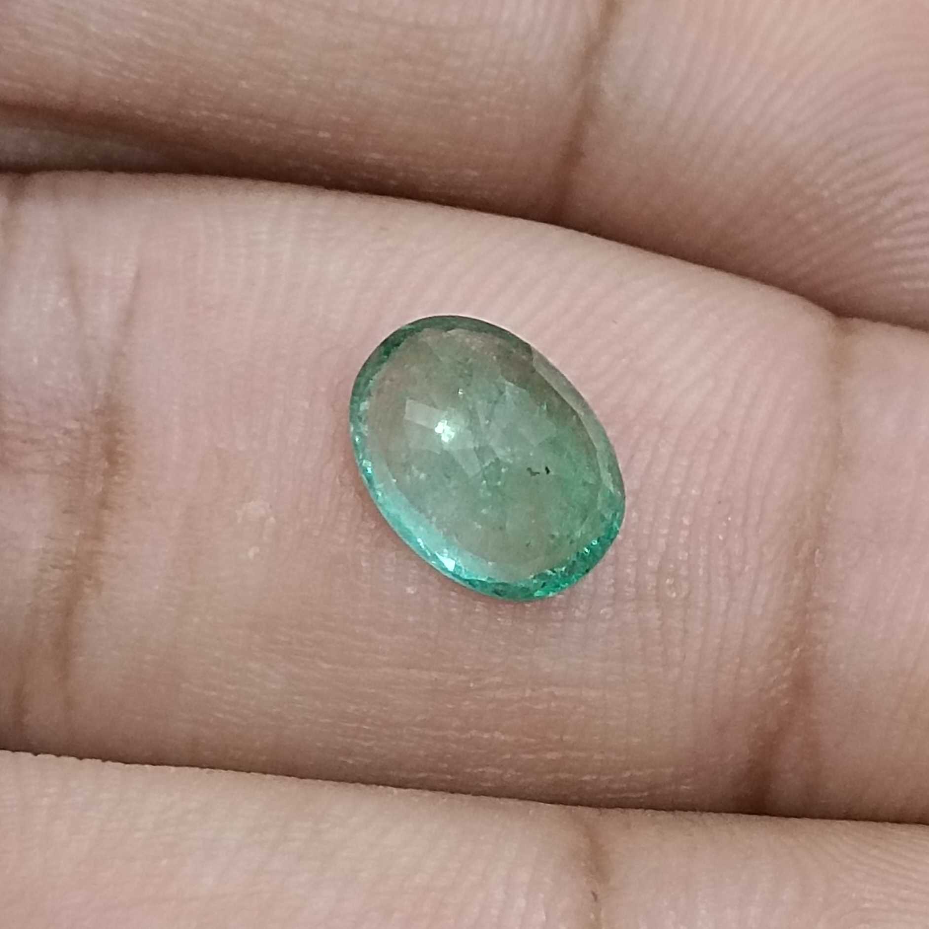 1.97ct medium light green oval shape emerald stone
