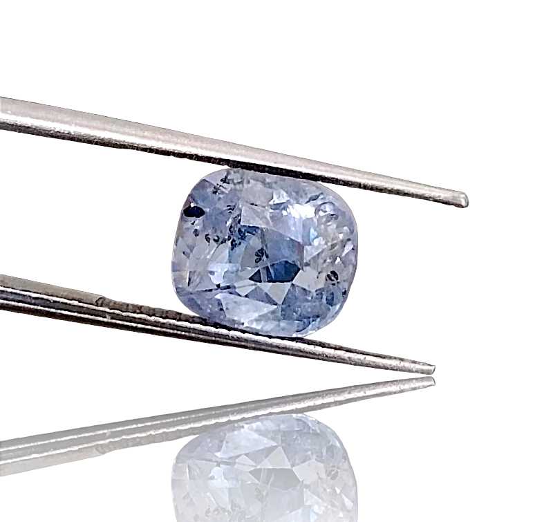3.68cts certified shiny unheated untreated sky blue cushion cut sapphire gemstone 