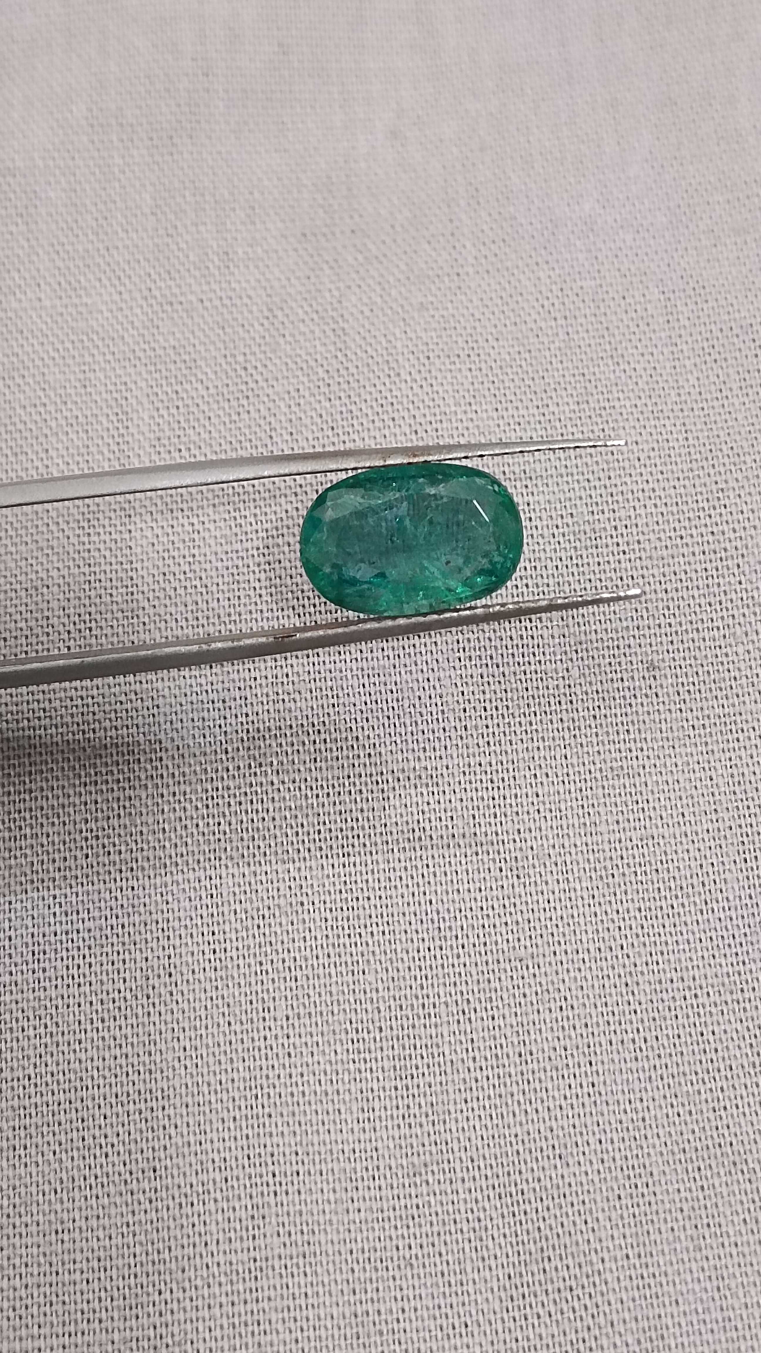2.93ct oval deep bluish green emerald 