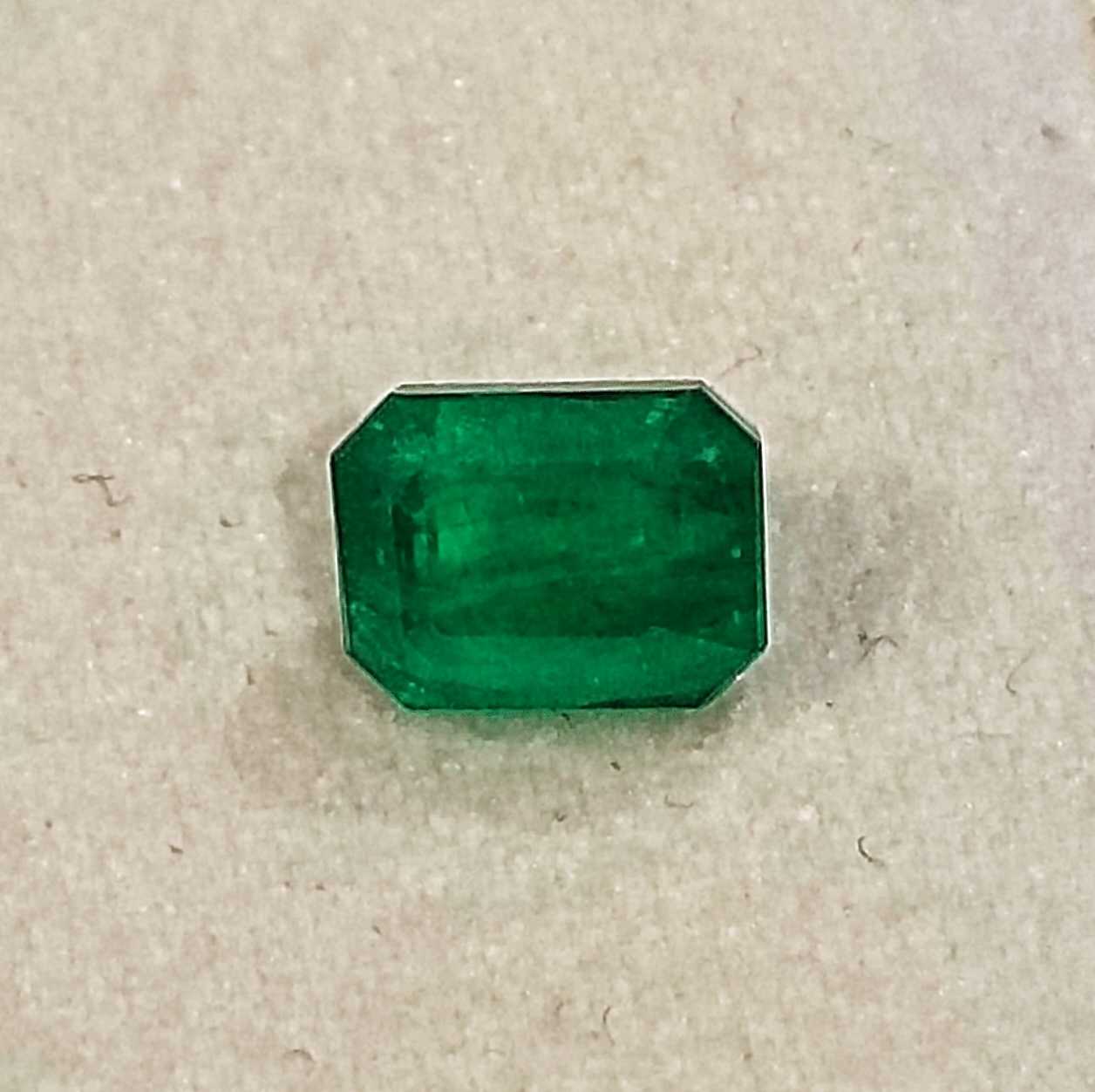 1.37ct certified deep pure velvet green octagon cut loose Zambian emerald /