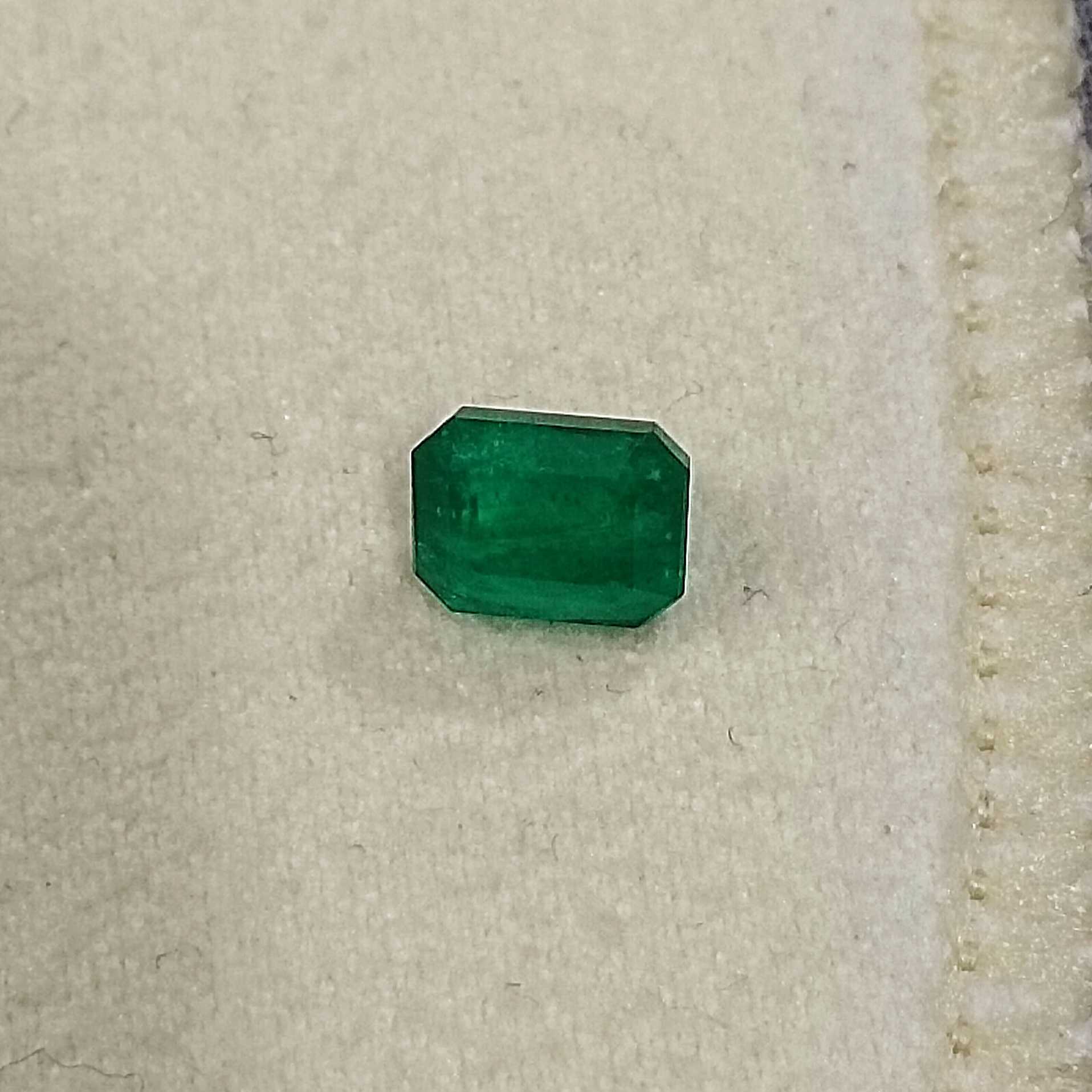 1.37ct certified deep pure velvet green octagon cut loose Zambian emerald 