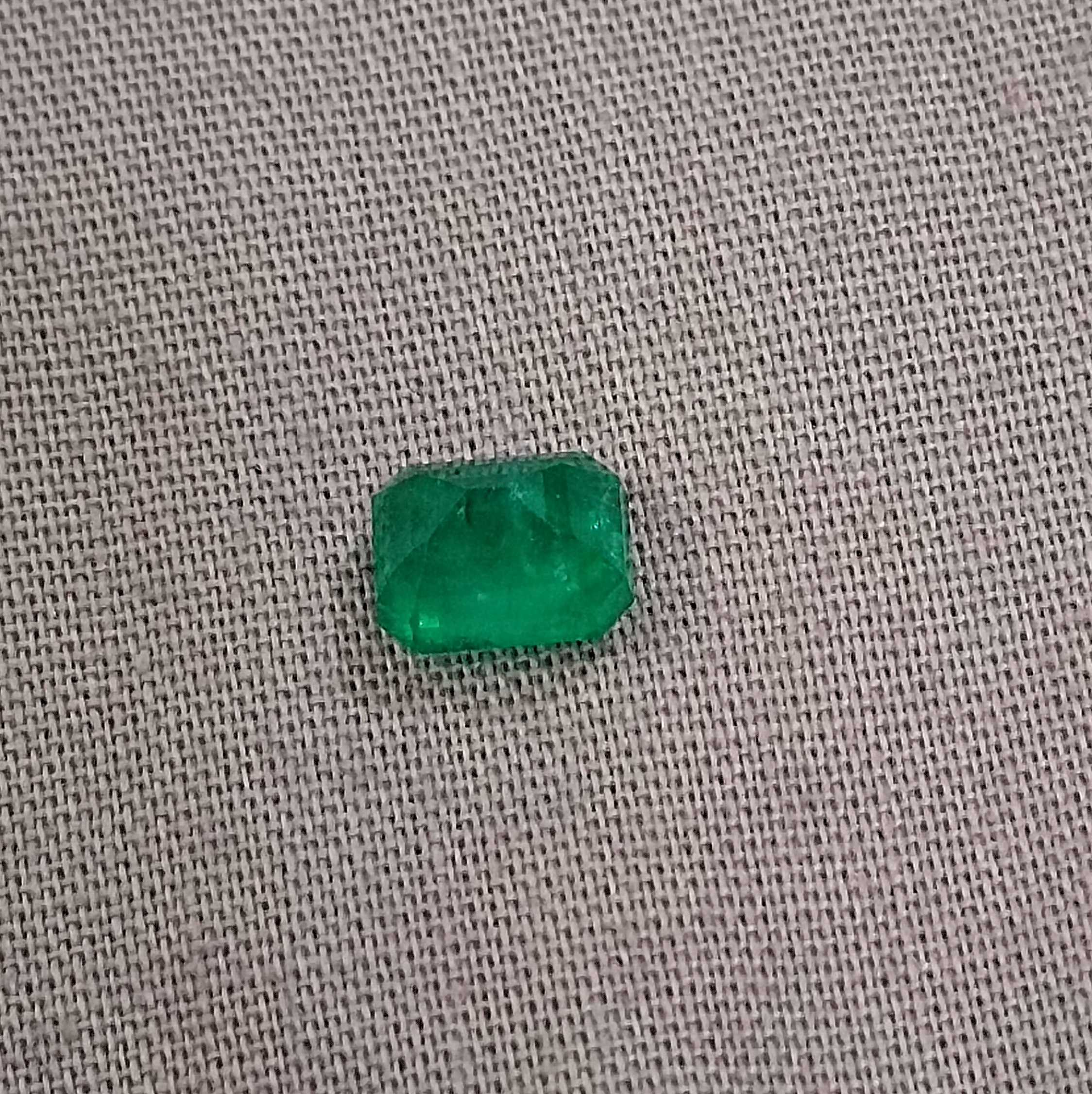1.37ct certified deep pure velvet green octagon cut loose Zambian emerald 