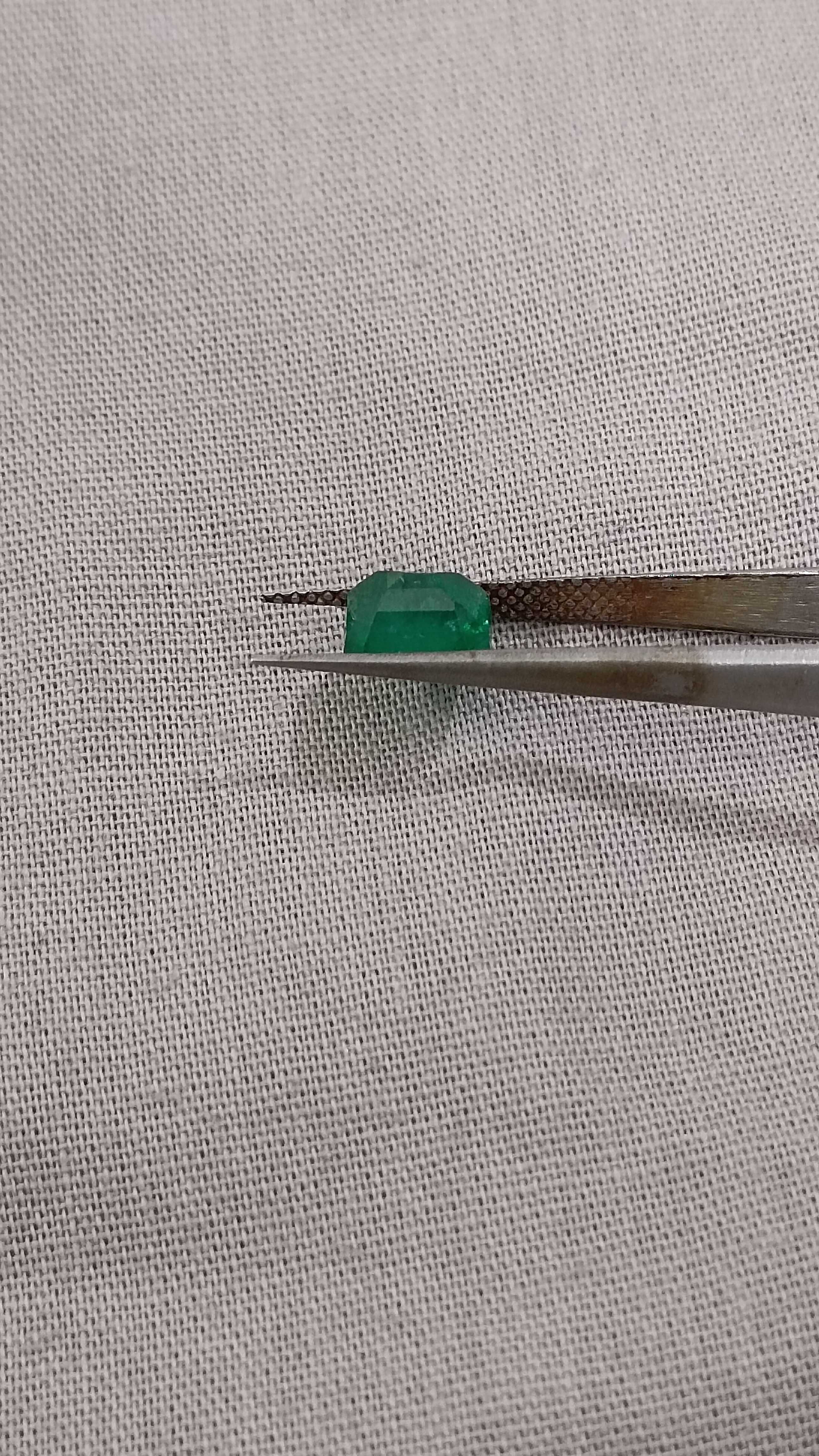 1.37ct certified deep pure velvet green octagon cut loose Zambian emerald 