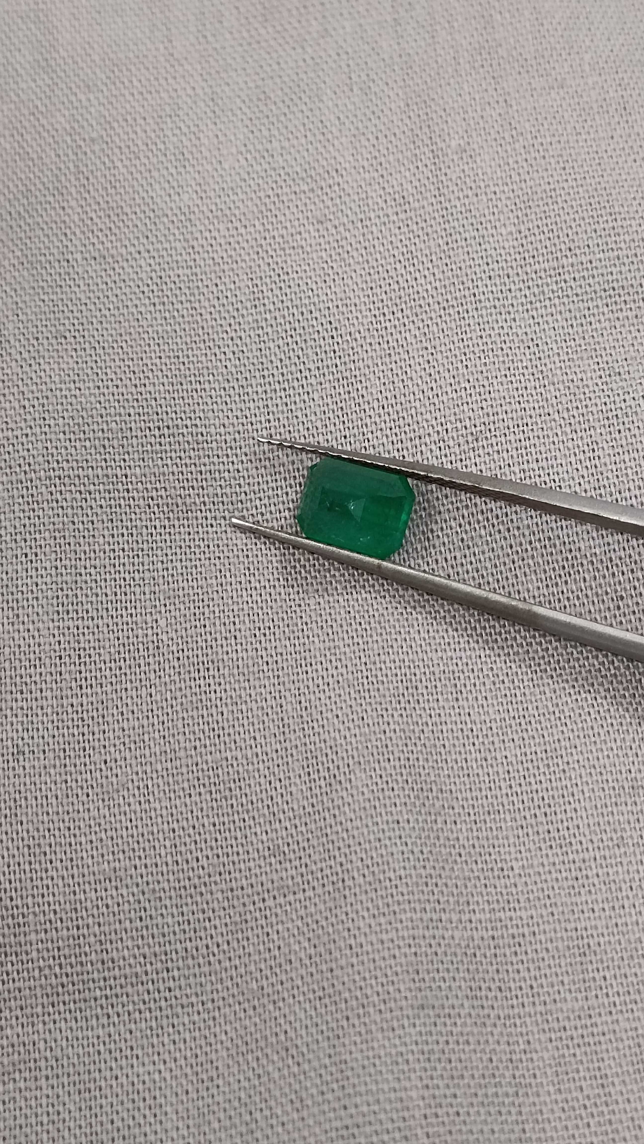1.37ct certified deep pure velvet green octagon cut loose Zambian emerald 