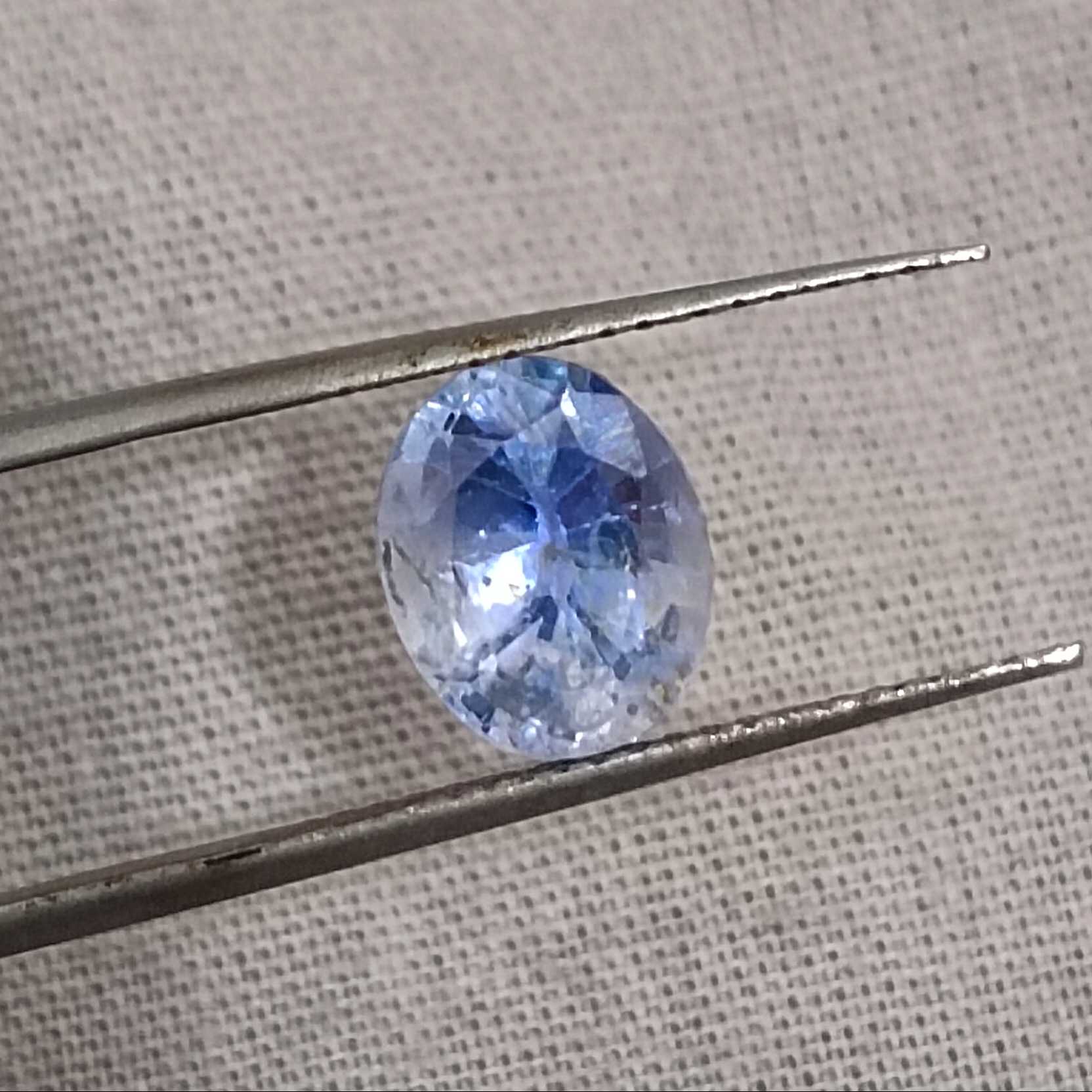 2.83ct certified Ceylon unheated clean bright blue sapphire gemstone oval shape/