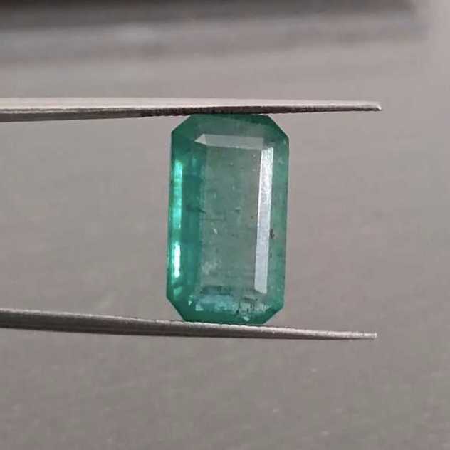 5.80 carat transparent bluish green Zambian emerald gem /