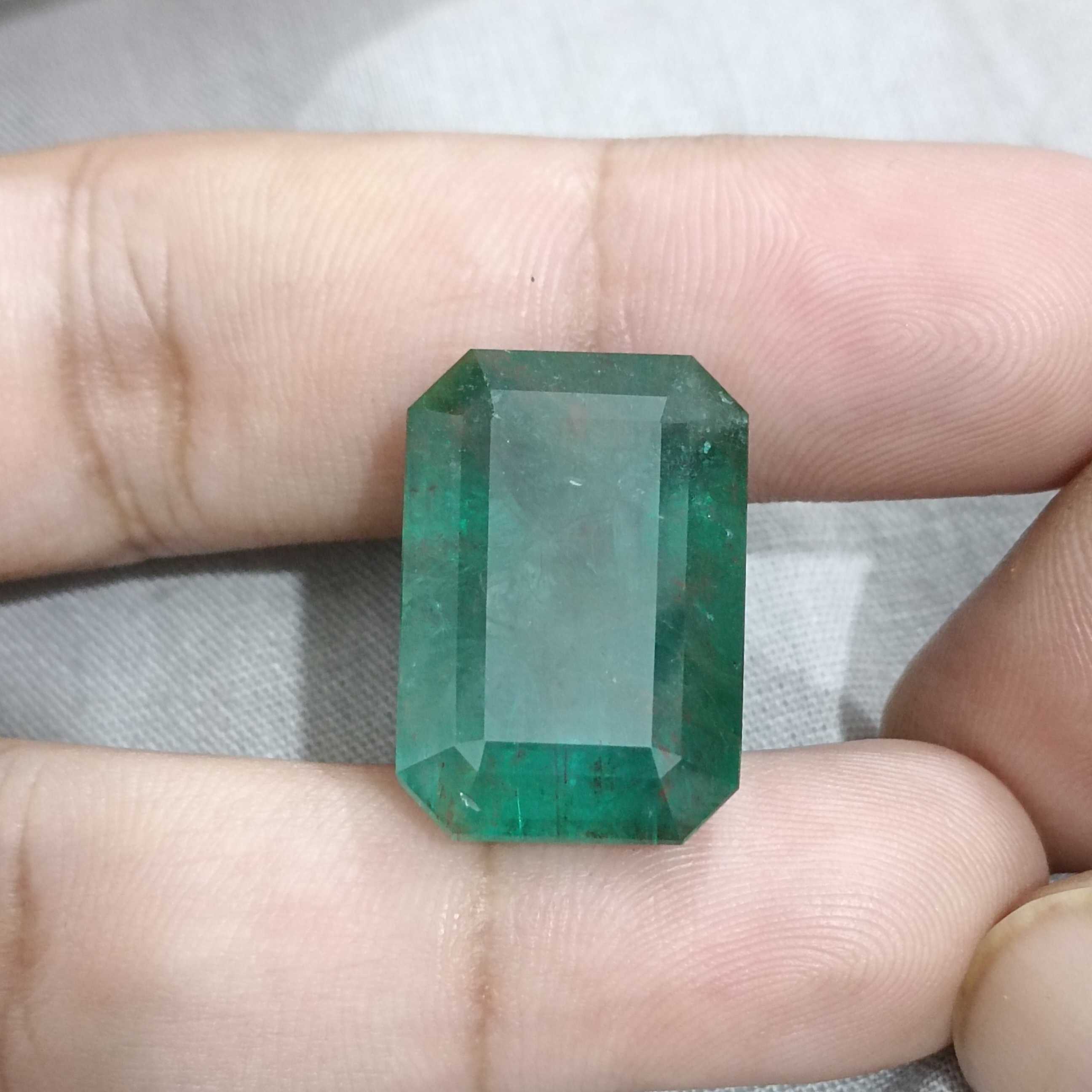 36.95ct GSI certified deep jungle green octagon cut emerald gemstone
