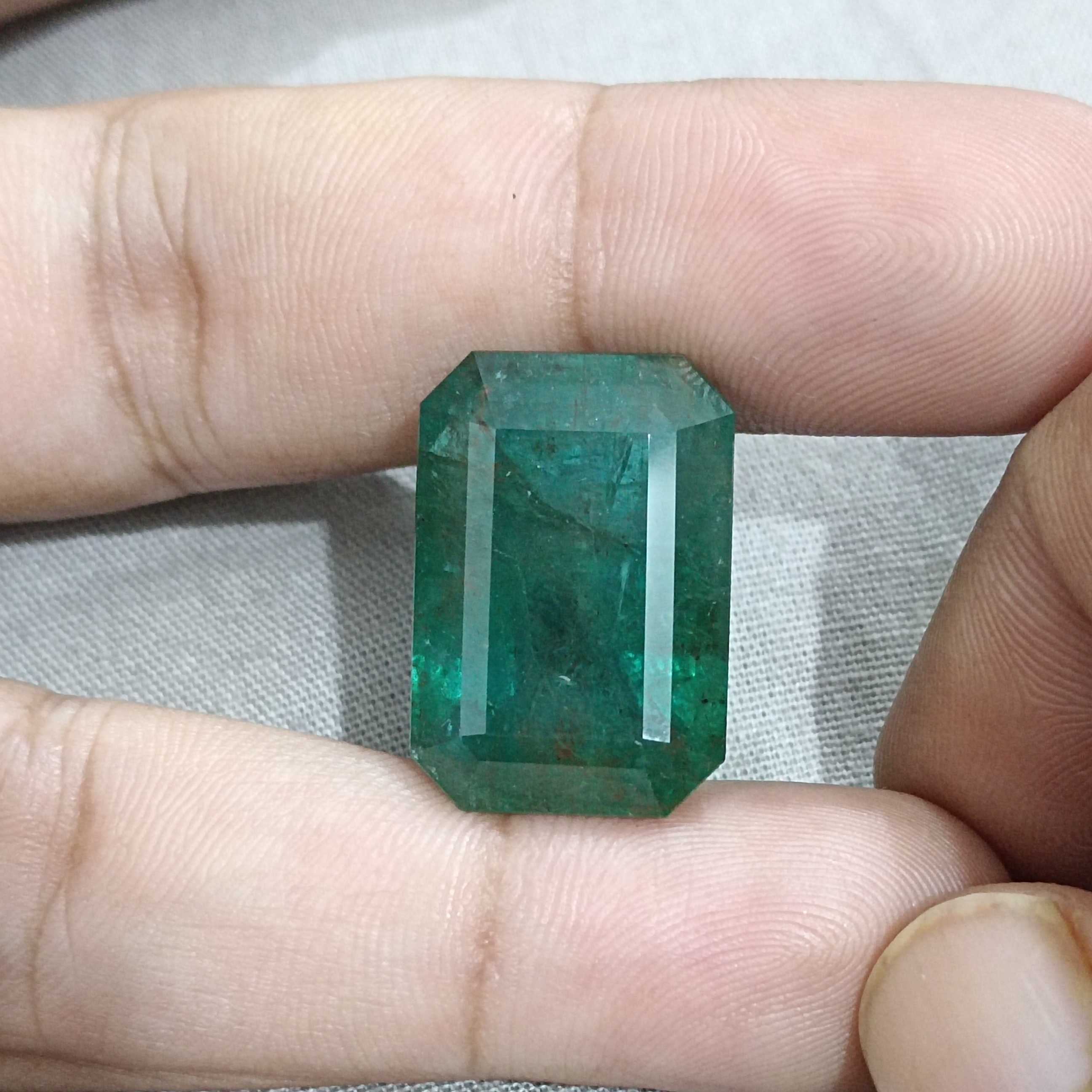 36.95ct GSI certified deep jungle green octagon cut emerald gemstone