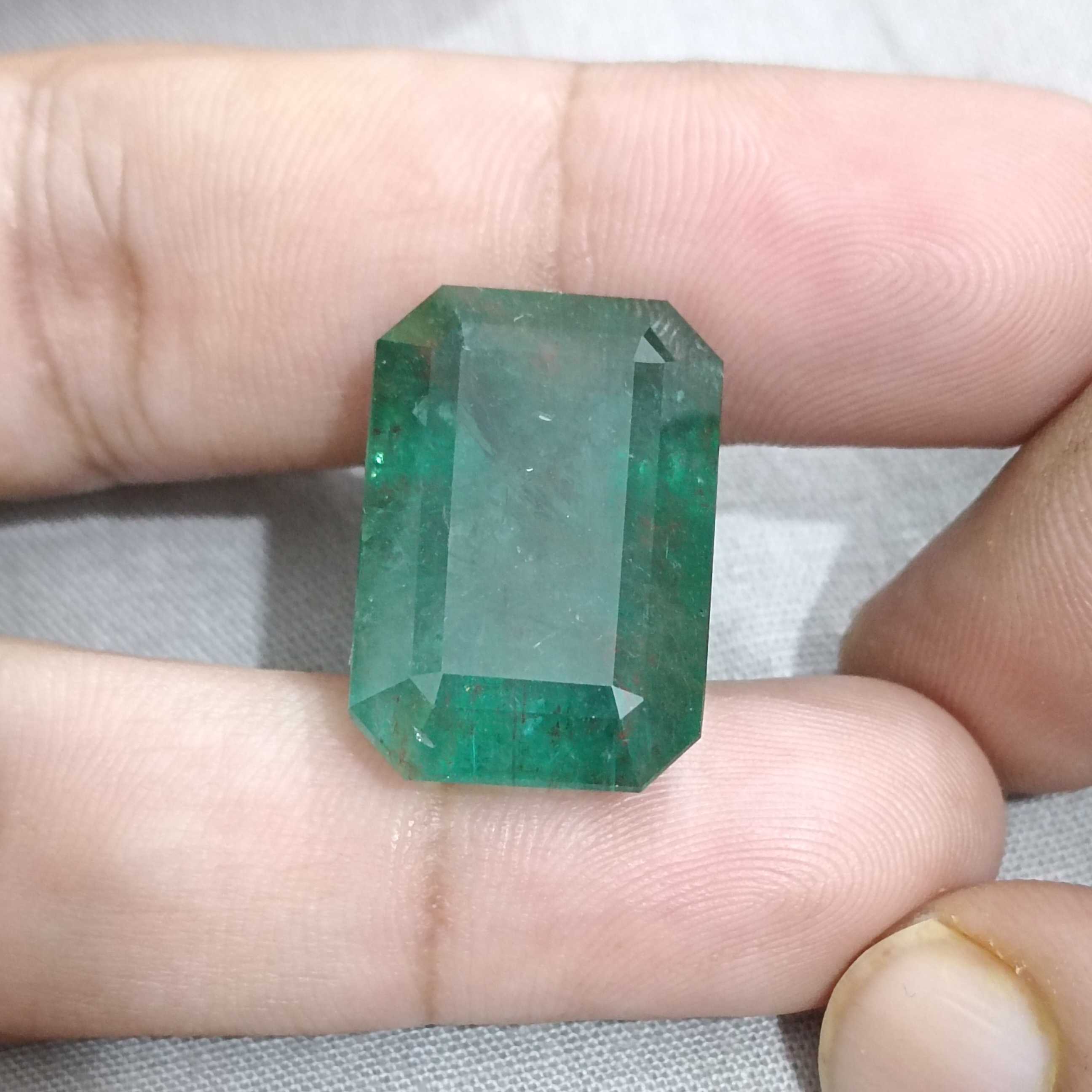 36.95ct GSI certified deep jungle green octagon cut emerald gemstone