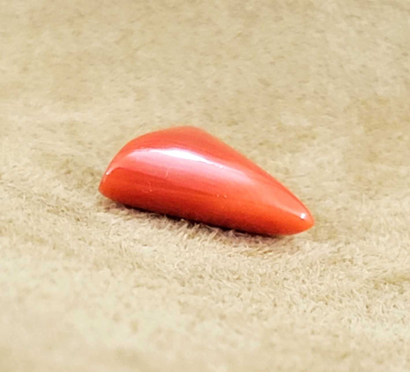 4.26ct (4.64 ratti) natural deep orange coral gemstone 