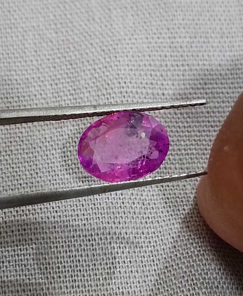 2.13ct GSI certified oval cut unheated deep purple red sapphire gem