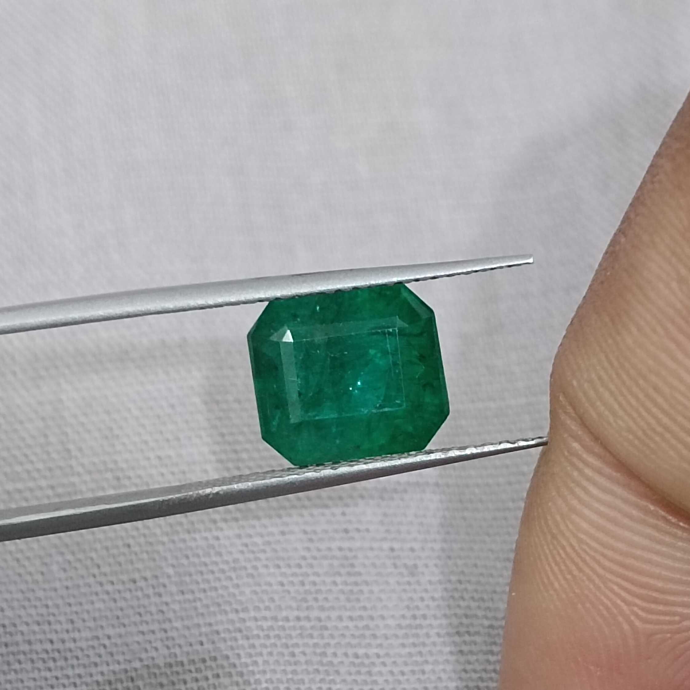 3.87ct GSI certified velvet spring green loose octagon emerald stone 8*9