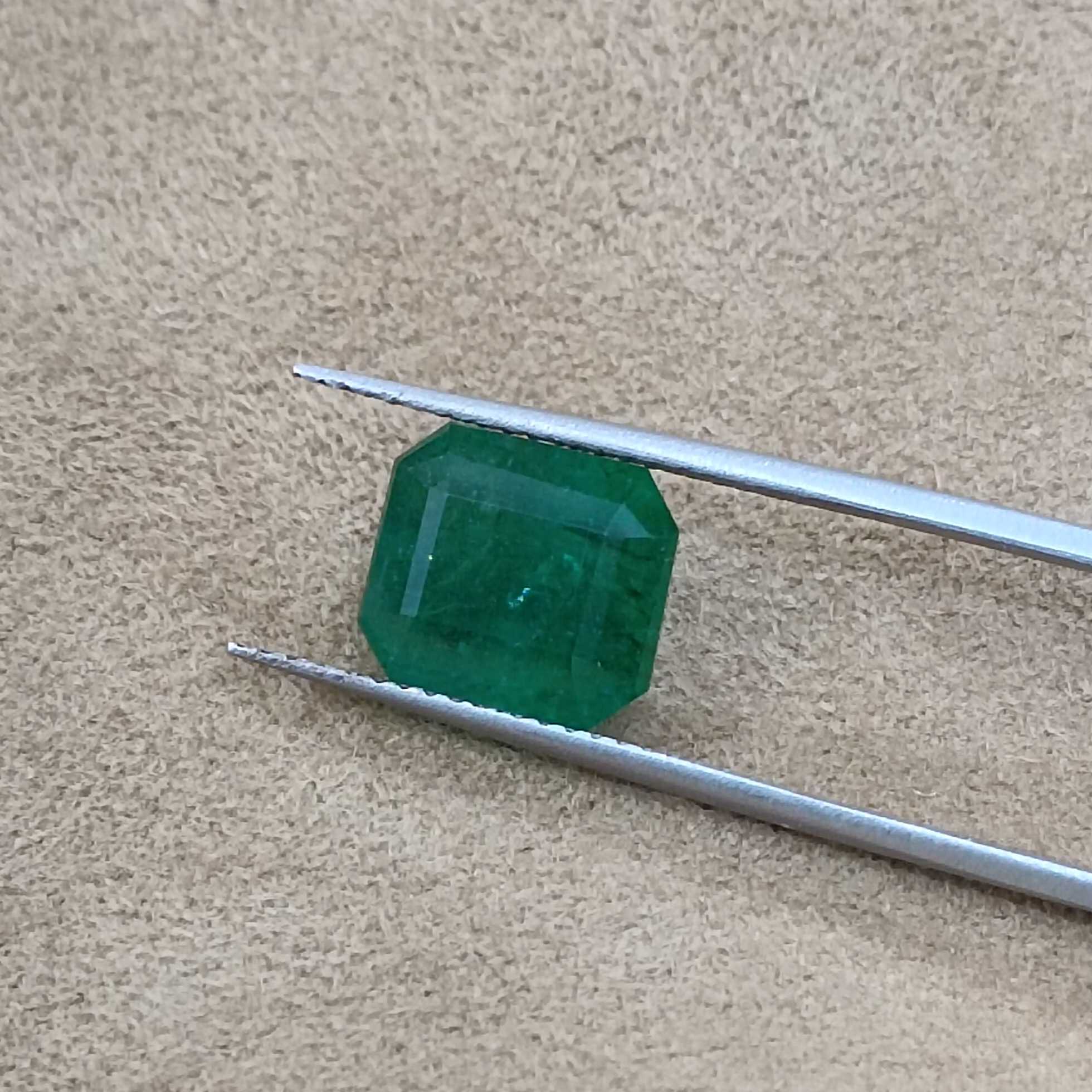 3.87ct GSI certified velvet spring green loose octagon emerald stone 8*9