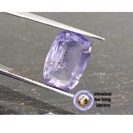 3.47ct certified cushion cut purplish blue untreated Ceylon sapphire gemstone/