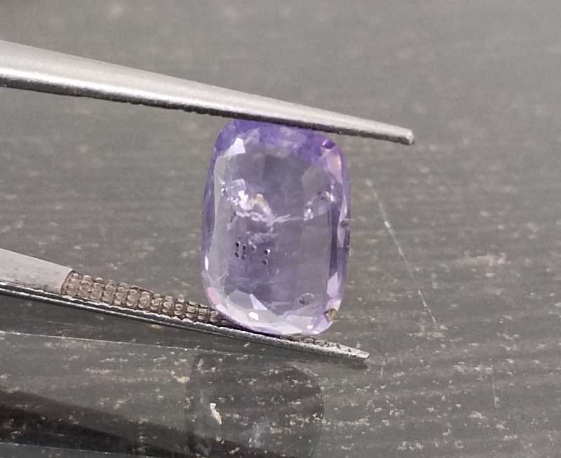 3.47ct certified cushion cut purplish blue untreated Ceylon sapphire gemstone