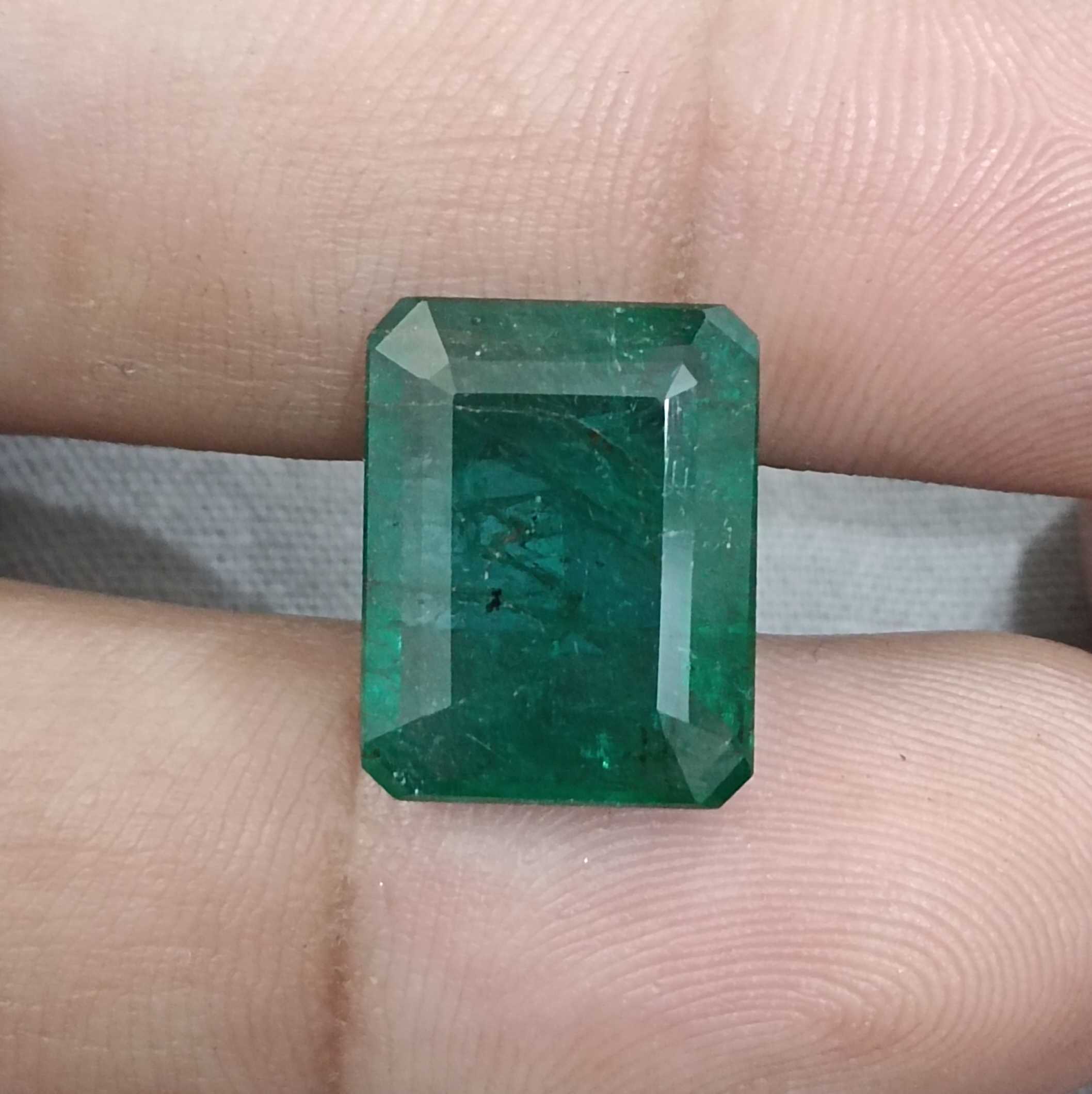 9.63ct big size deep jungle green octagon cut Zambian emerald gemstone /