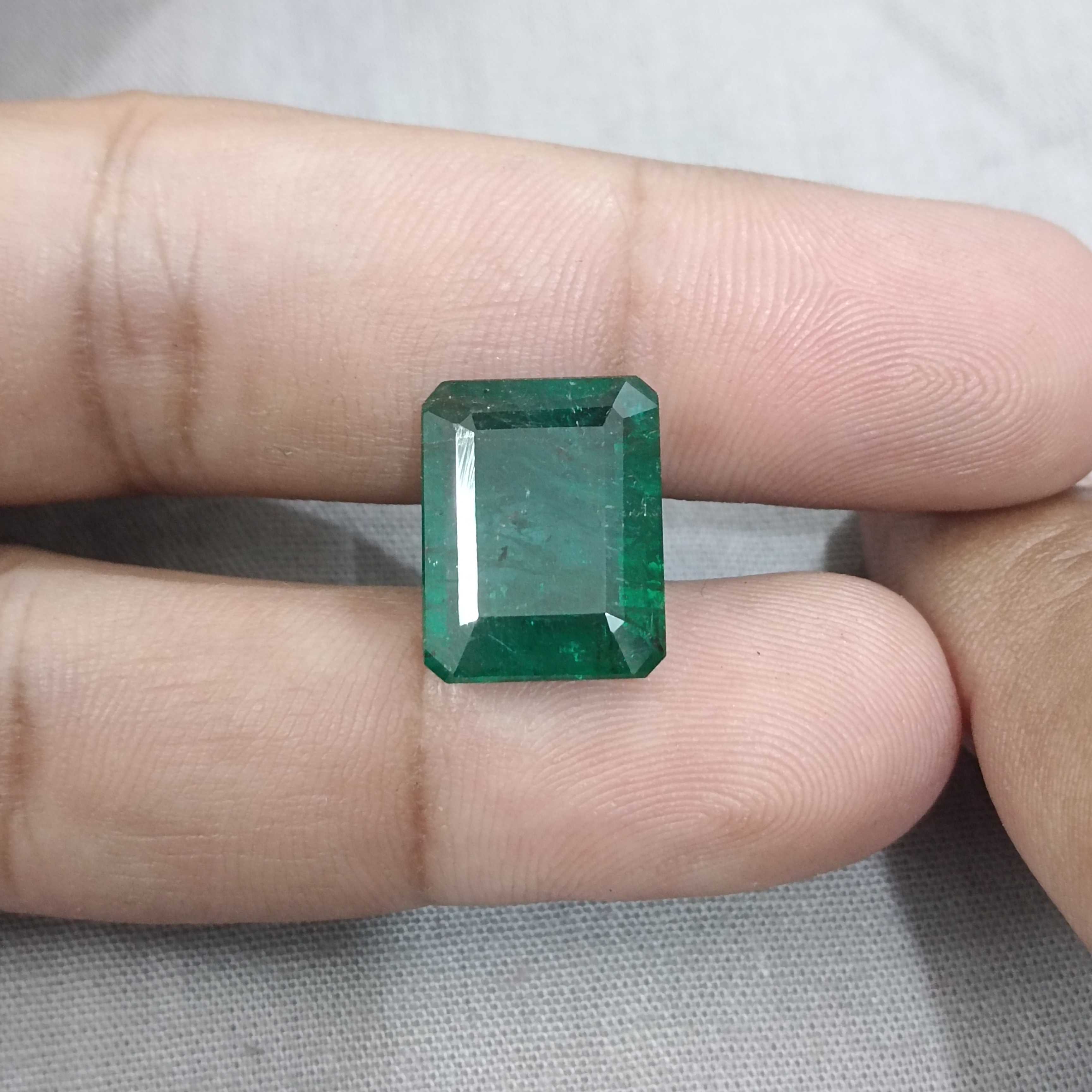 9.63ct big size deep jungle green octagon cut Zambian emerald gemstone 