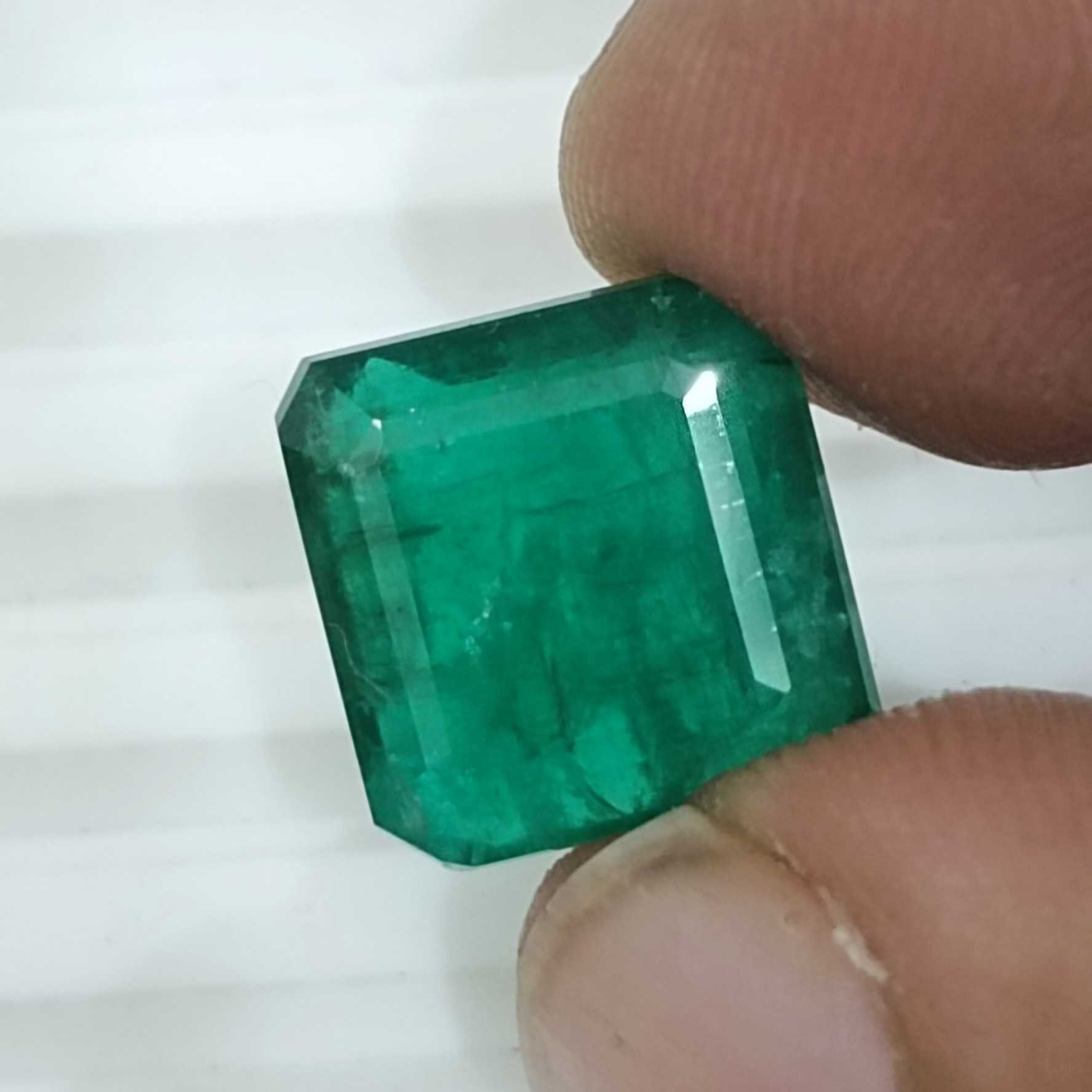 10.81ct GSI certified pure spring green color octagon cut natural Swat emerald gemstone/