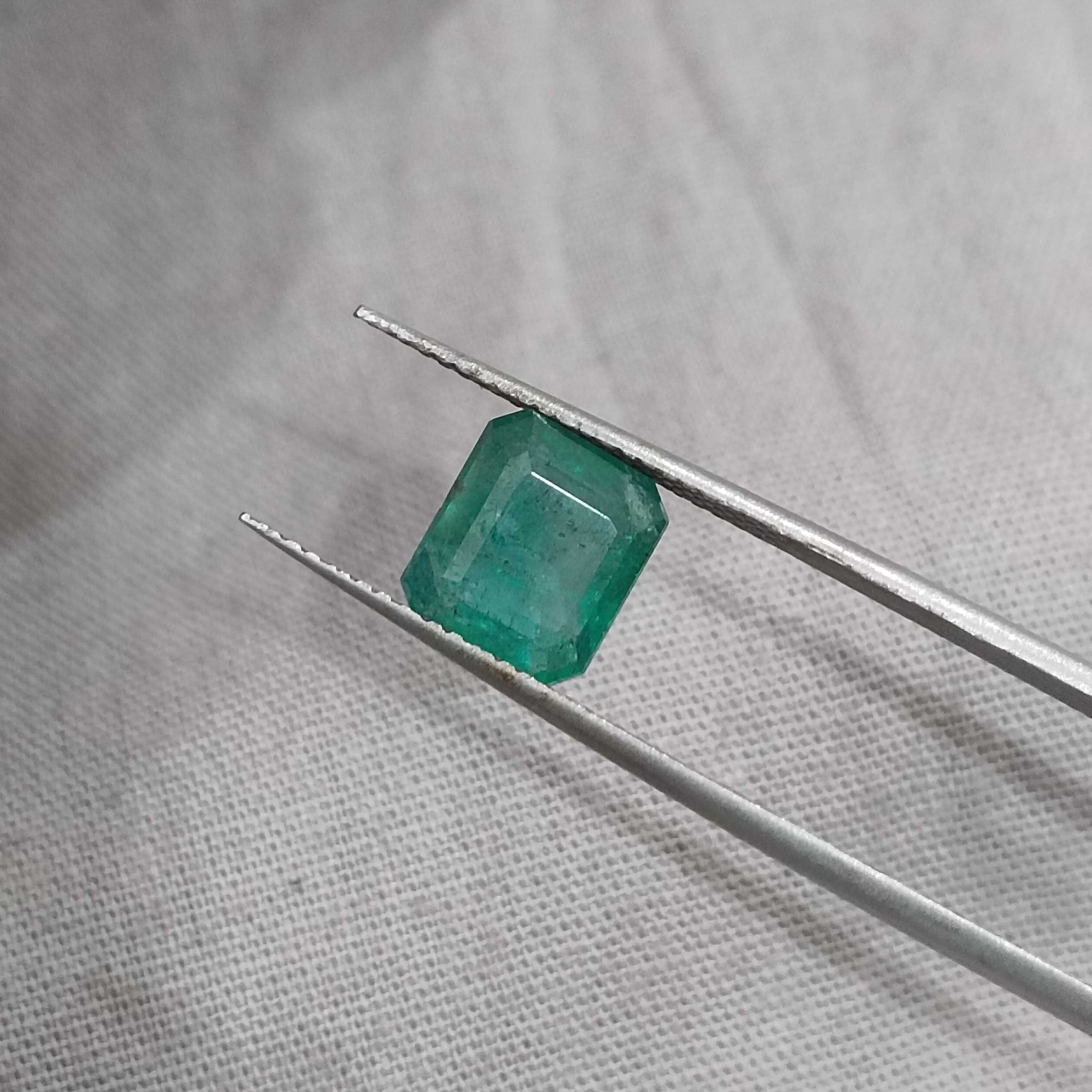 2.35ct GSI deep Forest green octagon cut Zambian emerald gemstone 