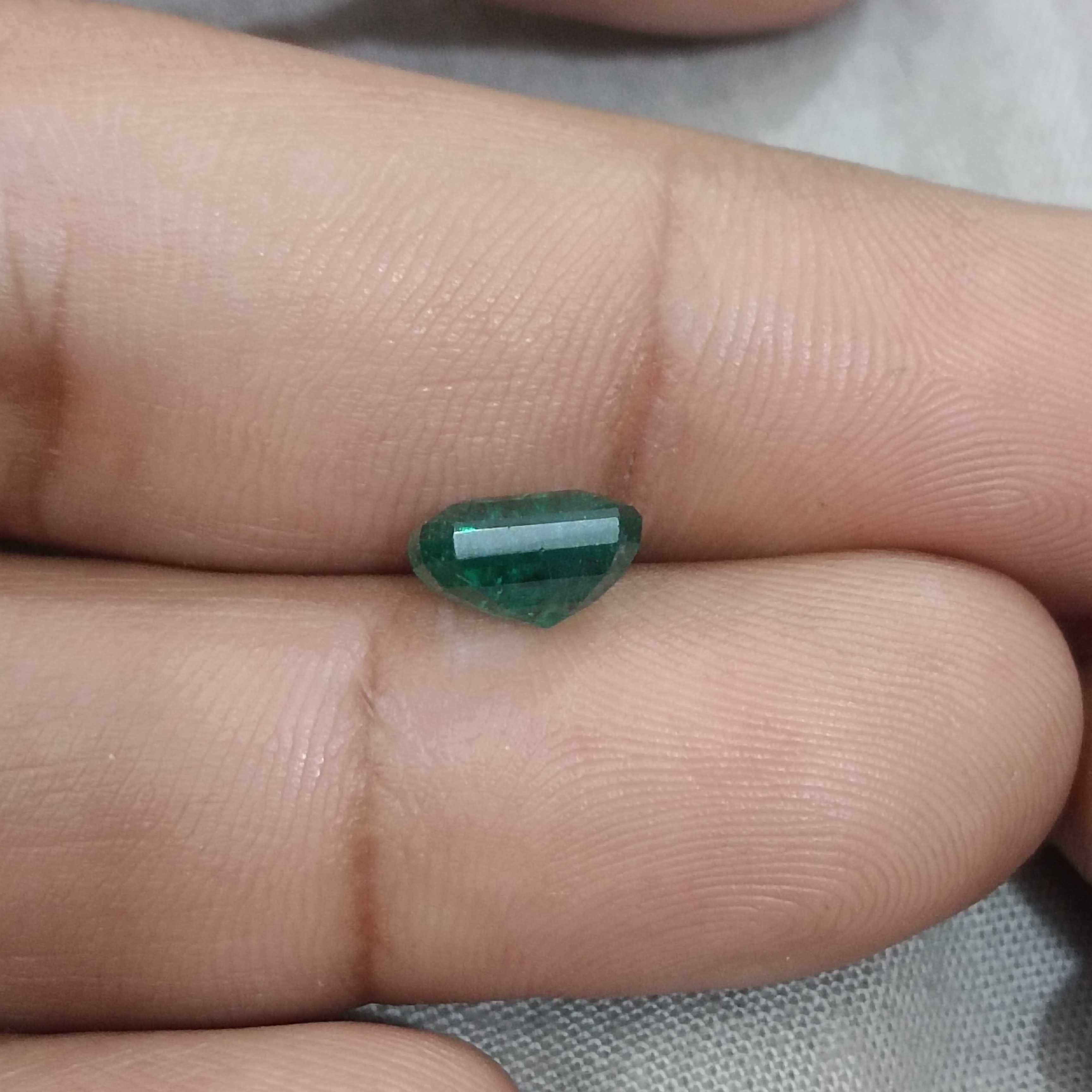 2.35ct GSI deep Forest green octagon cut Zambian emerald gemstone 